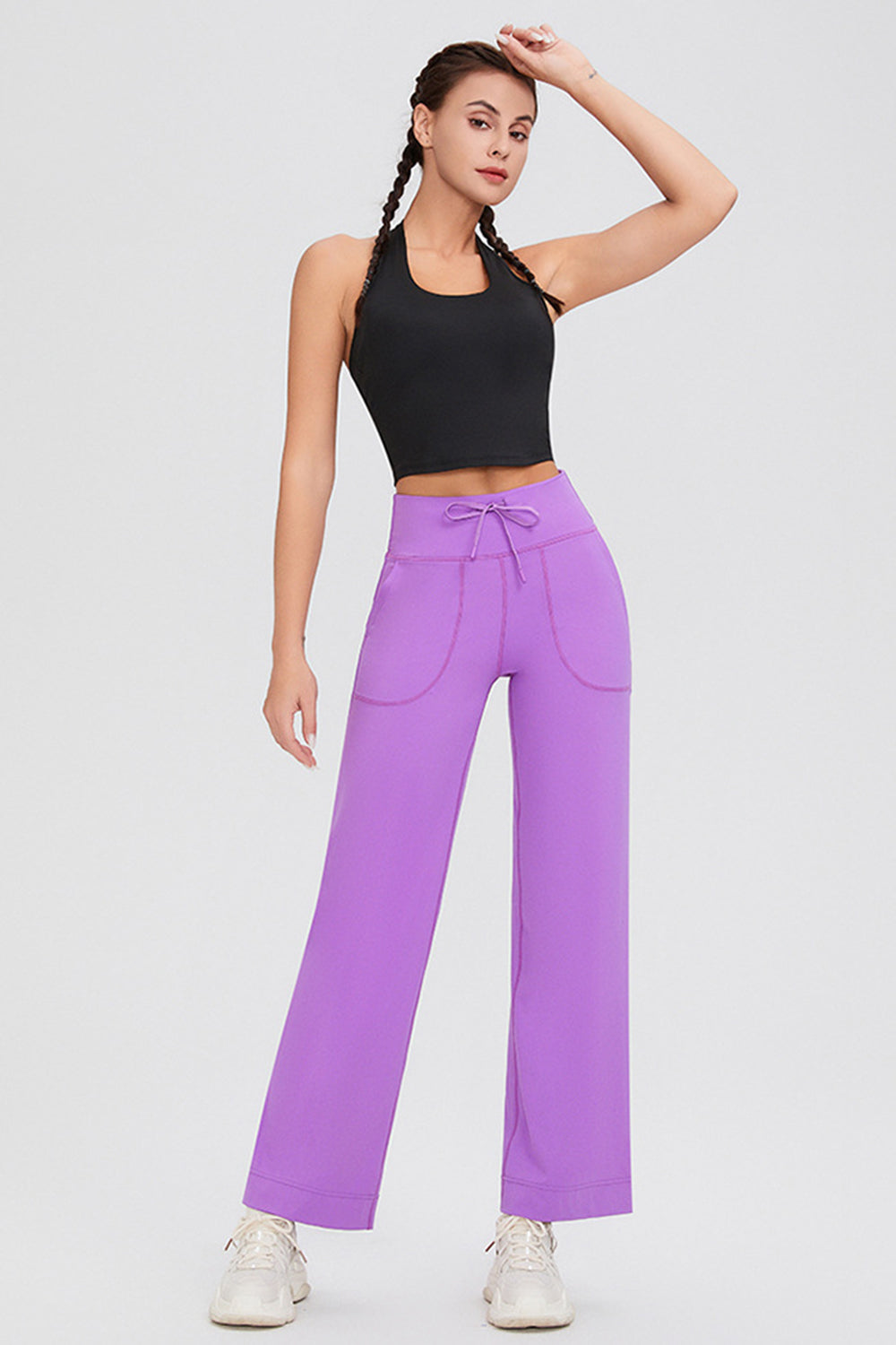 Basic Bae Full Size Drawstring High Waist Pants with Pockets-BOTTOMS SIZES SMALL MEDIUM LARGE-[Adult]-[Female]-2022 Online Blue Zone Planet