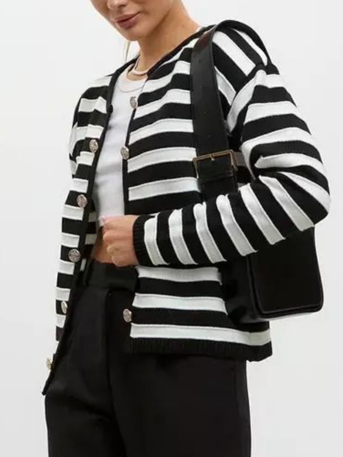 Striped Dropped Shoulder Long Sleeve Cardigan-TOPS / DRESSES-[Adult]-[Female]-2022 Online Blue Zone Planet