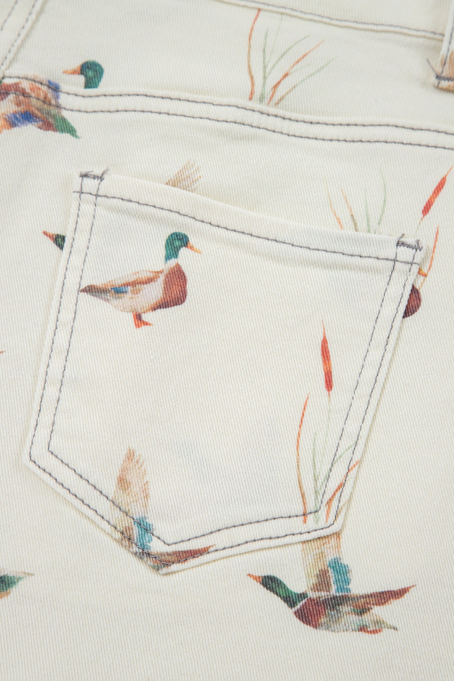 Beige Wild Duck Mallard High Waist Frayed Denim Shorts-Bottoms/Denim Shorts-[Adult]-[Female]-2022 Online Blue Zone Planet