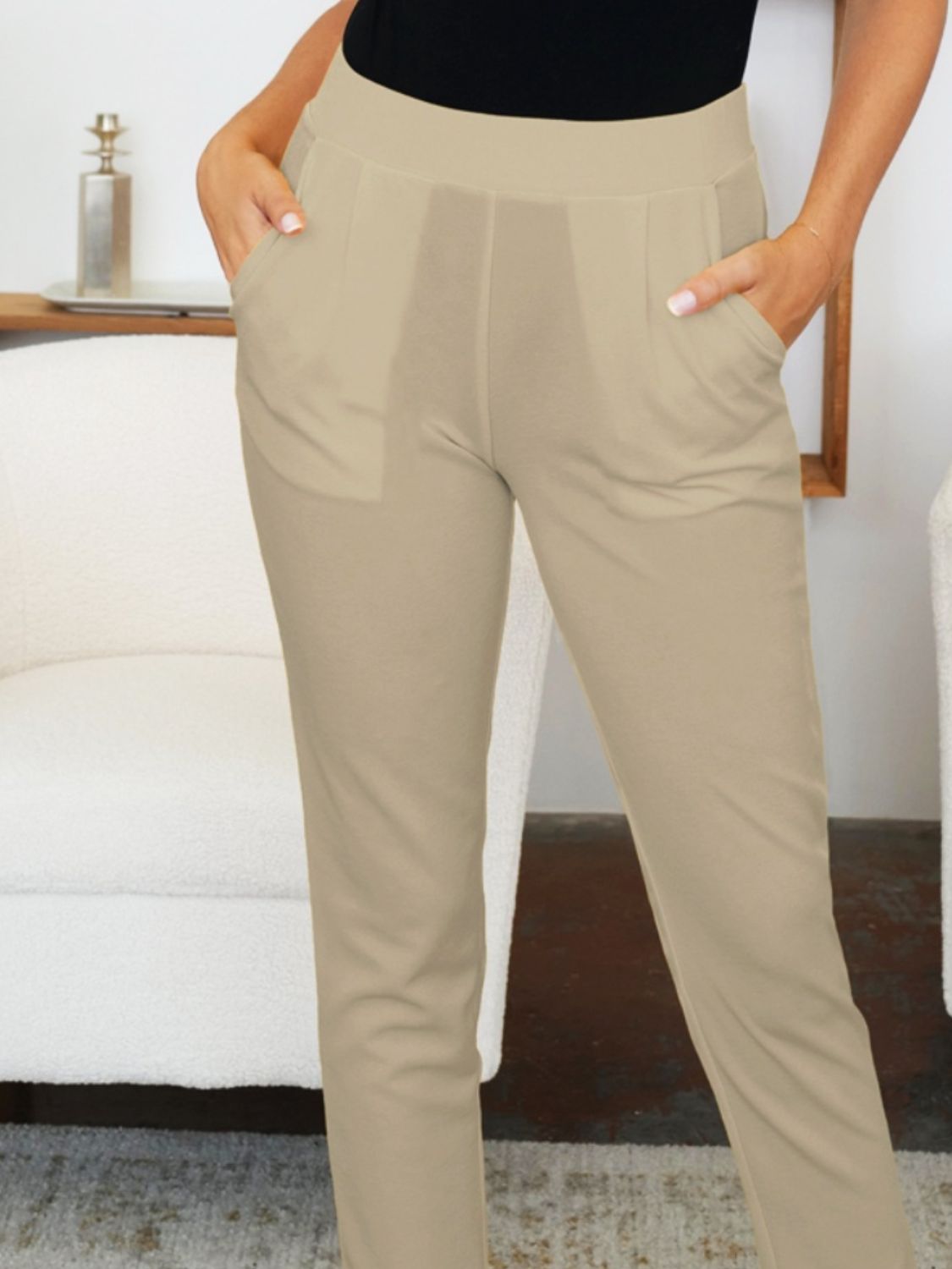 Pocketed High Waist Skinny Pants-BOTTOMS SIZES SMALL MEDIUM LARGE-[Adult]-[Female]-2022 Online Blue Zone Planet