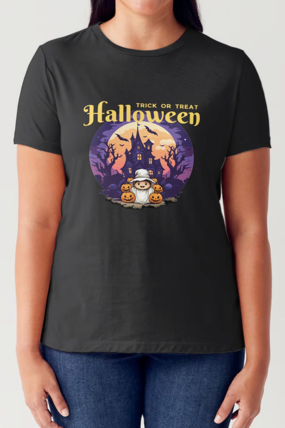 Simply Love Full Size TRICK OR TREAT Short Sleeve Tubular T-Shirt-TOPS / DRESSES-[Adult]-[Female]-Black-S-2022 Online Blue Zone Planet