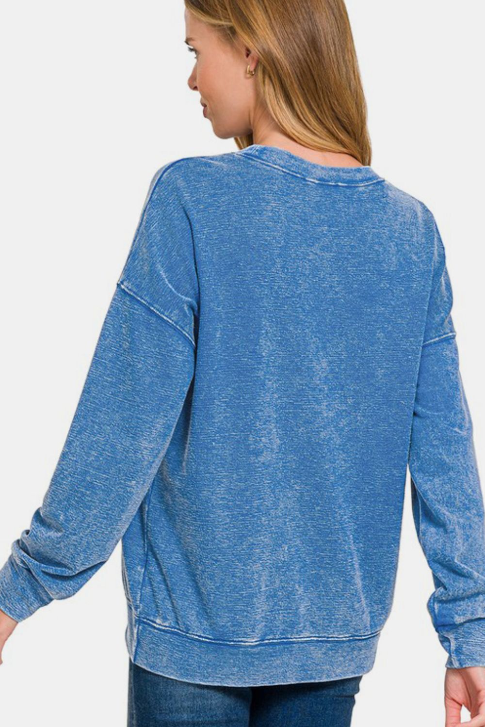 Zenana Washed Round Neck Dropped Shoulder Sweatshirt-TOPS / DRESSES-[Adult]-[Female]-2022 Online Blue Zone Planet