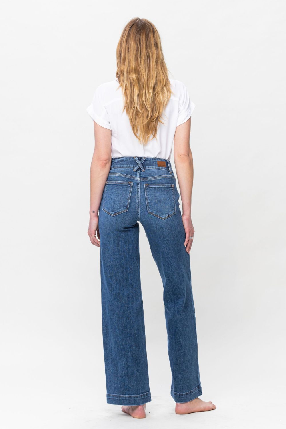 Blue Zone Planet | Judy Blue Full Size Double Button Wide Leg Jeans-BOTTOMS SIZES SMALL MEDIUM LARGE-[Adult]-[Female]-2022 Online Blue Zone Planet