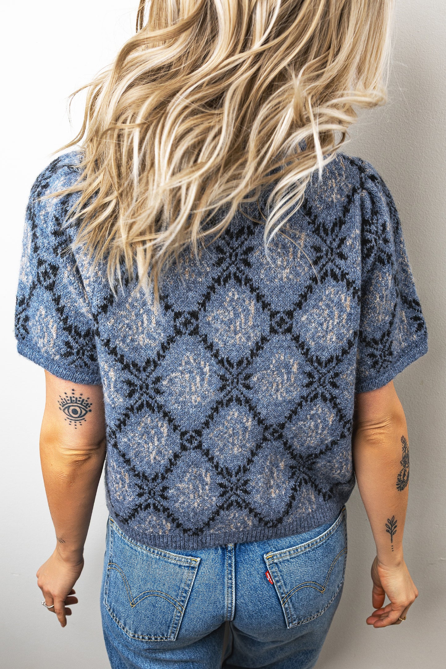 Dark Blue Short Sleeve Button Front Boho Knit Top Cardigan-Sweaters & Cardigans/Cardigans-[Adult]-[Female]-2022 Online Blue Zone Planet