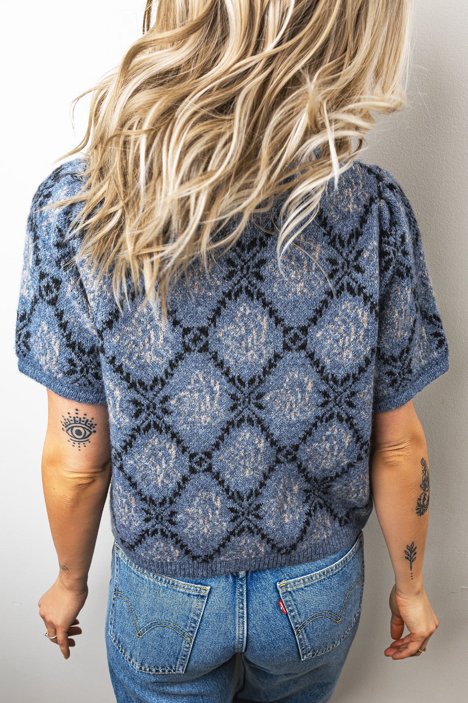 Dark Blue Short Sleeve Button Front Boho Knit Top Cardigan-Sweaters & Cardigans/Cardigans-[Adult]-[Female]-2022 Online Blue Zone Planet