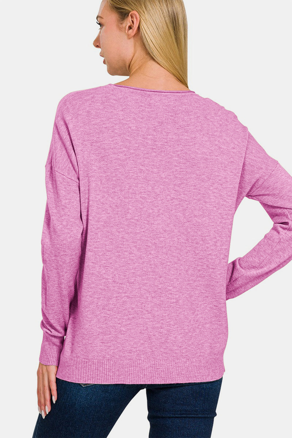 Zenana Front Seam Round Neck Sweater-TOPS / DRESSES-[Adult]-[Female]-2022 Online Blue Zone Planet