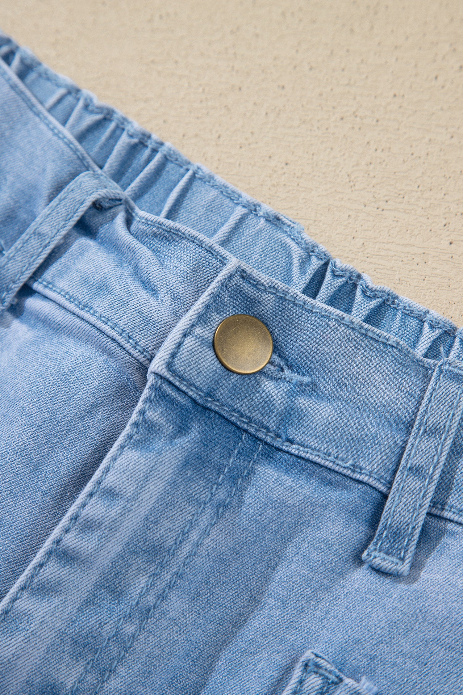 Beau Blue Solid Color Square Patch Pocket Ankle-length Barrel Jeans-Bottoms/Jeans-[Adult]-[Female]-2022 Online Blue Zone Planet