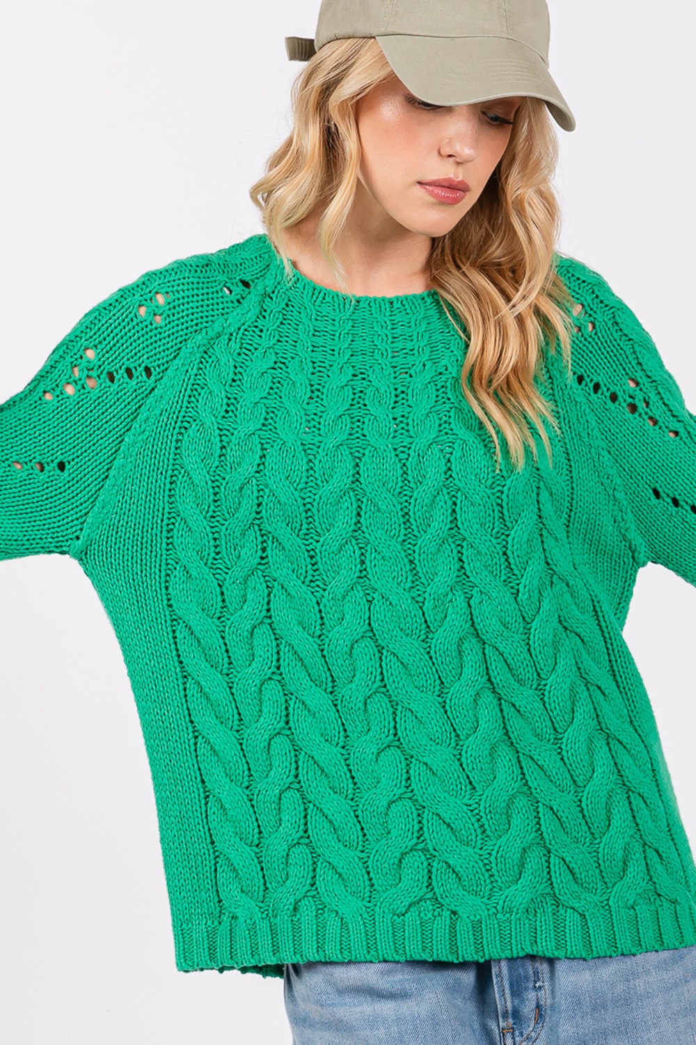 SAGE + FIG Cable-Knit Long Sleeve Sweater-TOPS / DRESSES-[Adult]-[Female]-2022 Online Blue Zone Planet