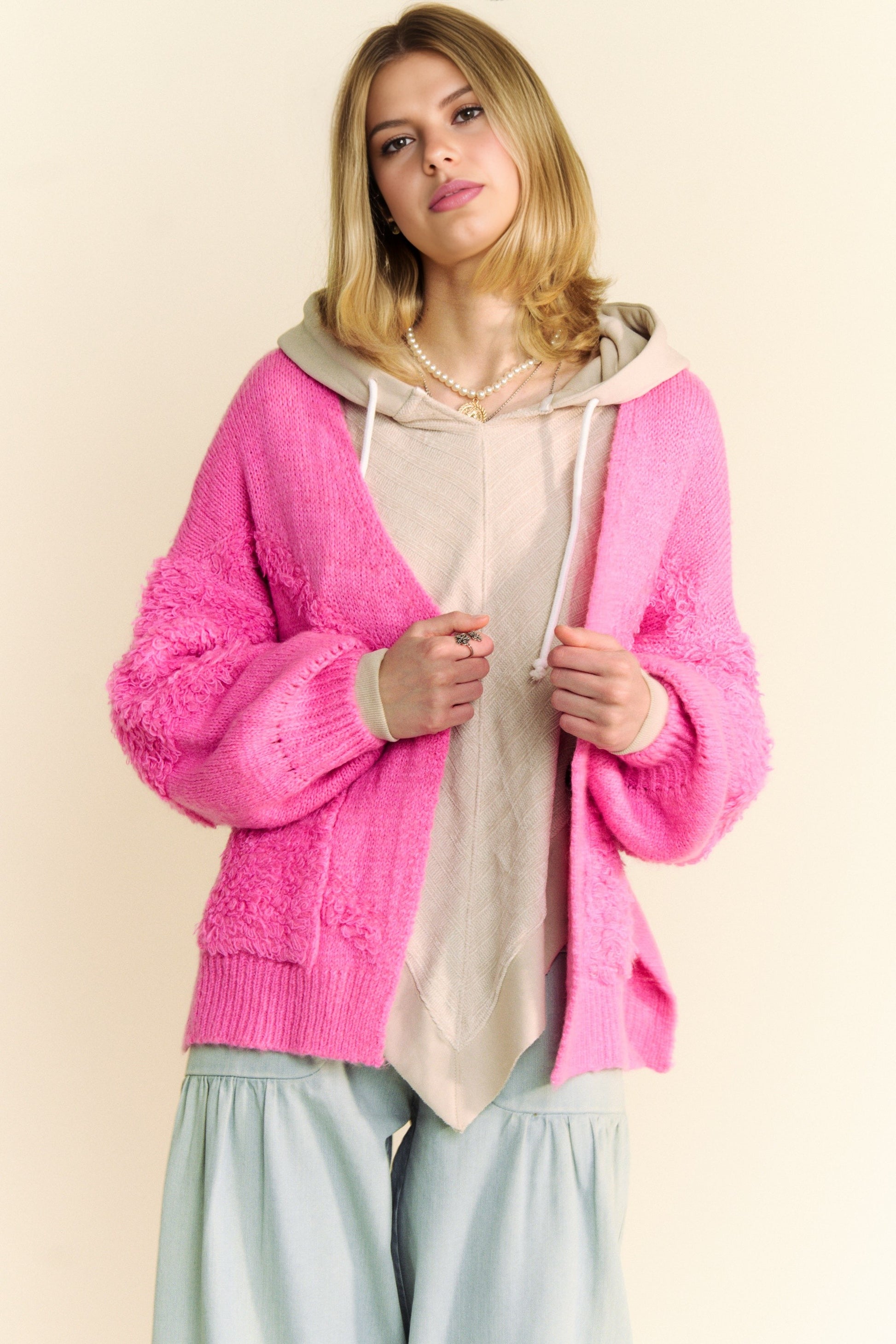 Davi & Dani Side Slit Open Front Long Sleeve Cardigan-TOPS / DRESSES-[Adult]-[Female]-2022 Online Blue Zone Planet