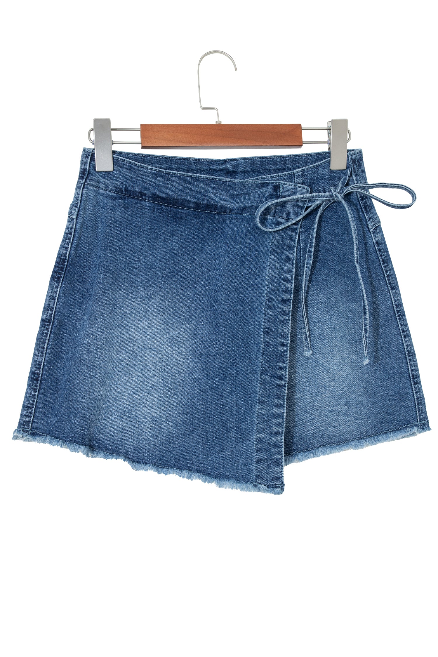 Ashleigh Blue Wrapped Tied Waist Denim Skort-Bottoms/Skirts & Petticoat-[Adult]-[Female]-2022 Online Blue Zone Planet
