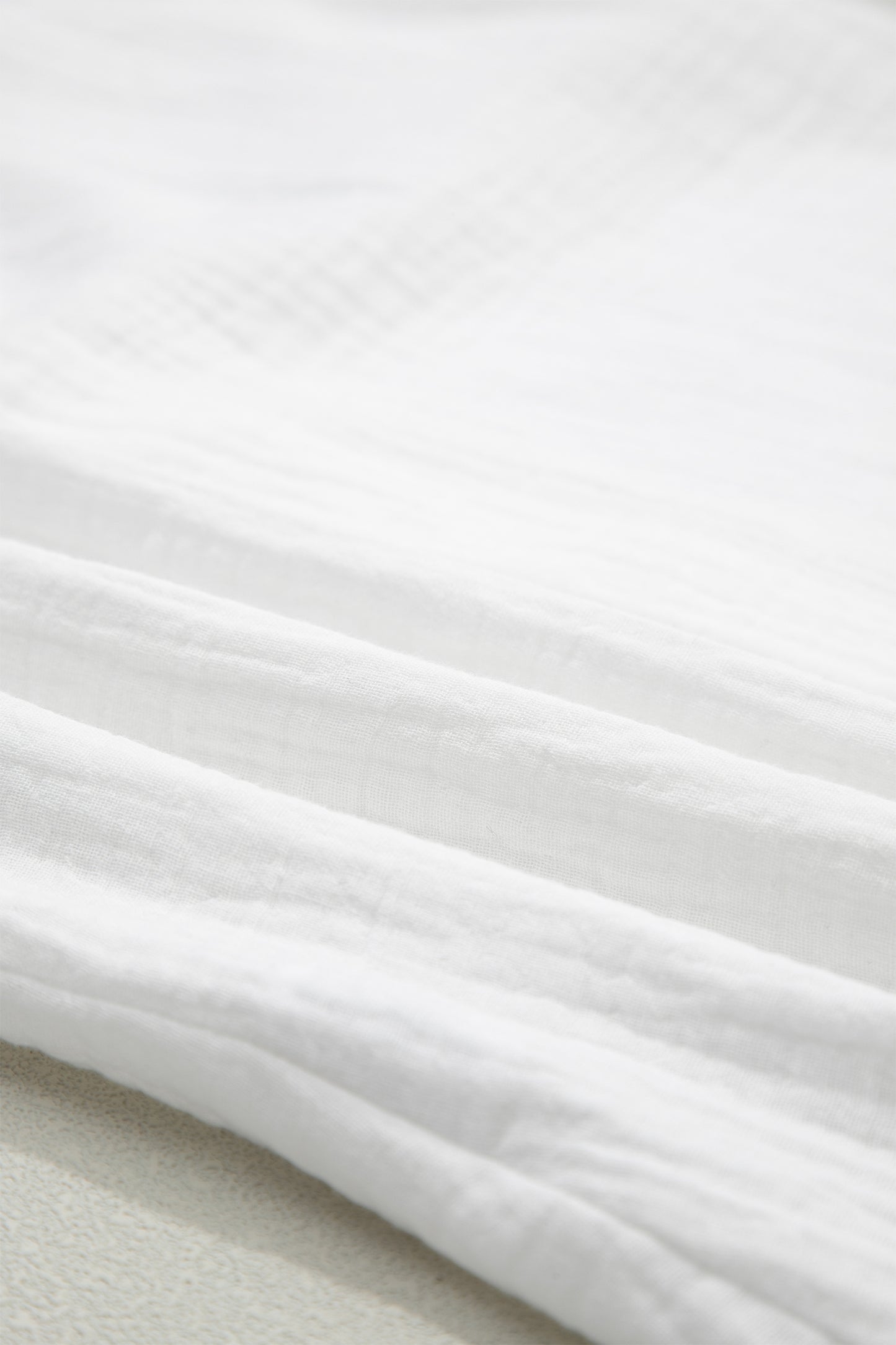 White Lace Trim Cuffed Short Sleeve Textured Shirt-Tops/Blouses & Shirts-[Adult]-[Female]-2022 Online Blue Zone Planet