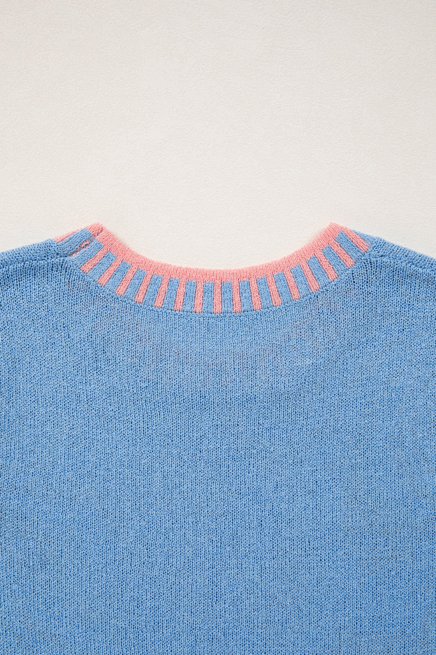 Sky Blue Contrast Trim Round Neck Sleeveless Sweater-TOPS / DRESSES-[Adult]-[Female]-2022 Online Blue Zone Planet