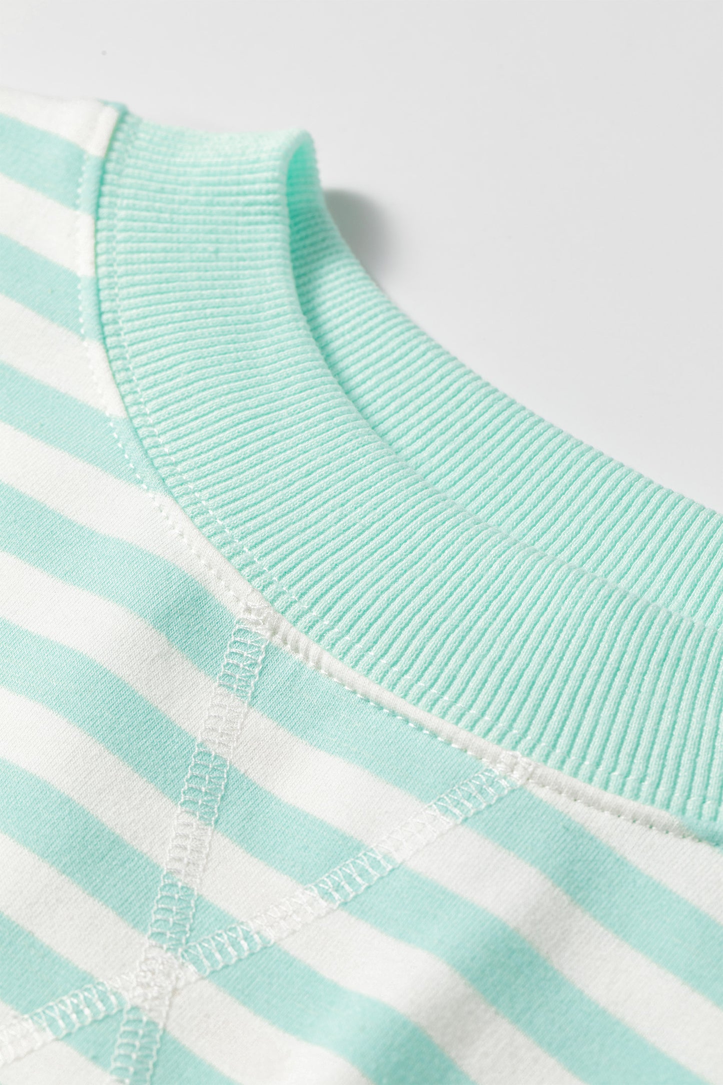 Green Stripe Ribbed Color Block Trim Half Sleeve Top Mini Skort 2pcs Outfit-Two Piece Sets/Two Piece Dresses-[Adult]-[Female]-2022 Online Blue Zone Planet