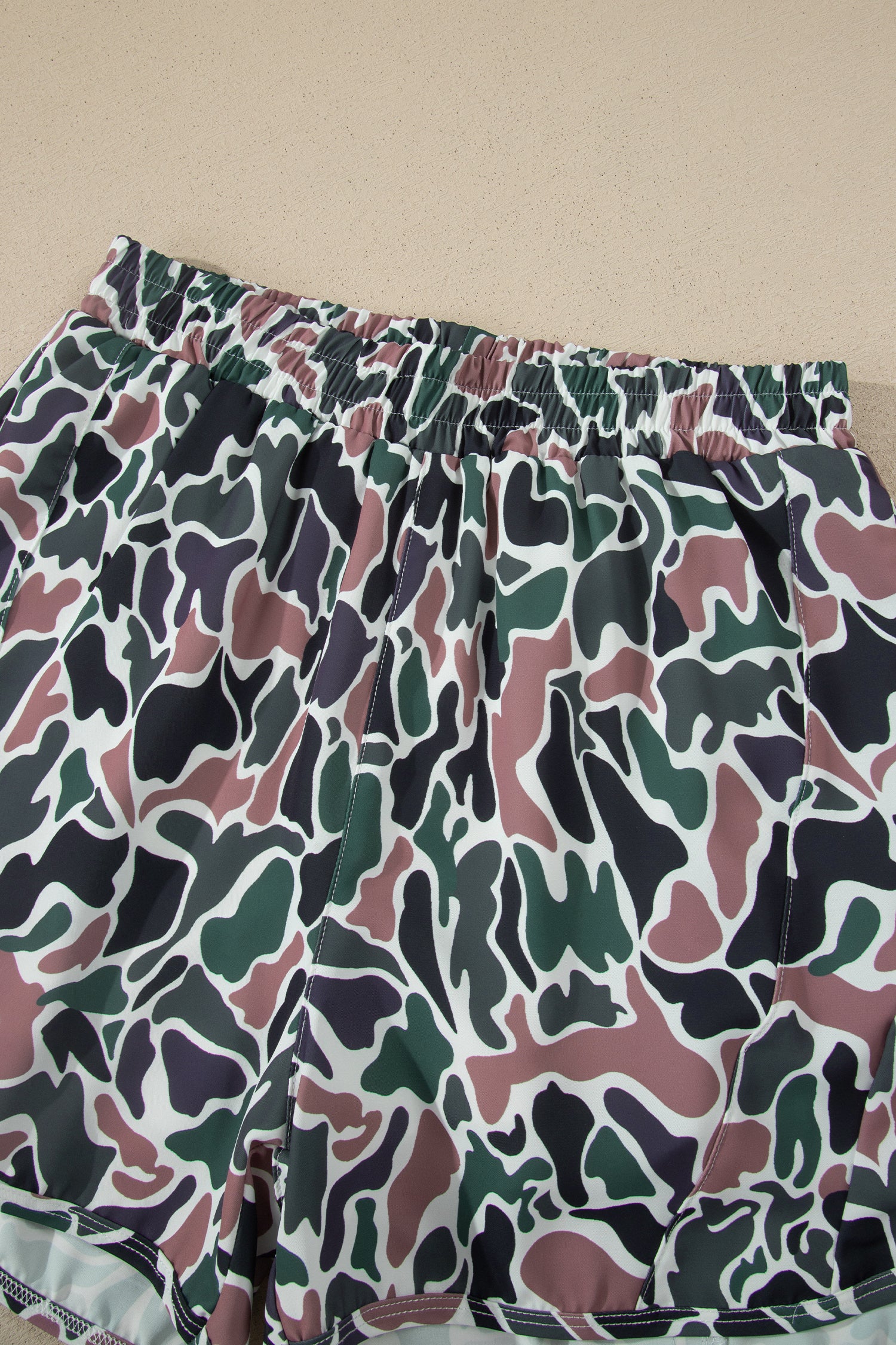 Multicolour Camouflage Print Athletic Lined Shorts-Bottoms/Casual Shorts-[Adult]-[Female]-2022 Online Blue Zone Planet