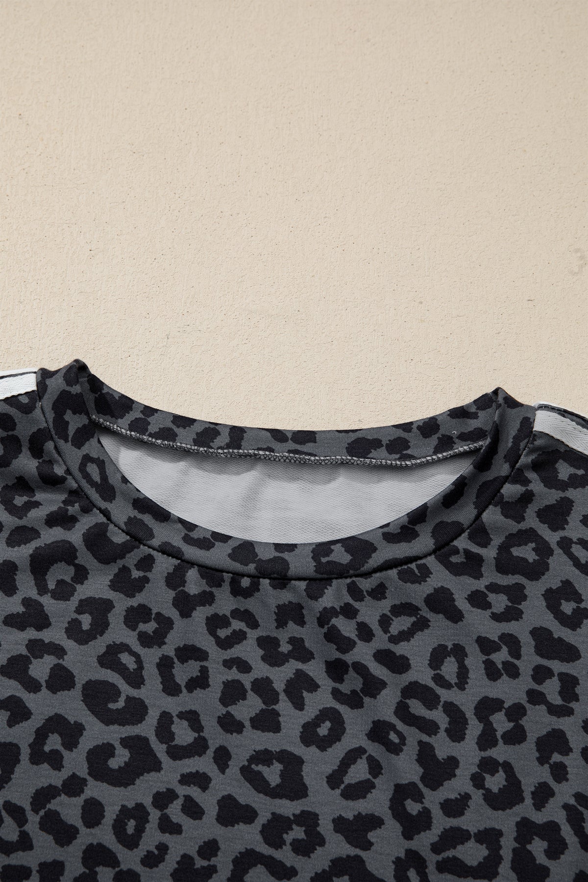 Pink Leopard Print Varsity Striped Detail 3/4 Sleeve Top Shift Pant Set-Two Piece Sets/Pant Sets-[Adult]-[Female]-2022 Online Blue Zone Planet