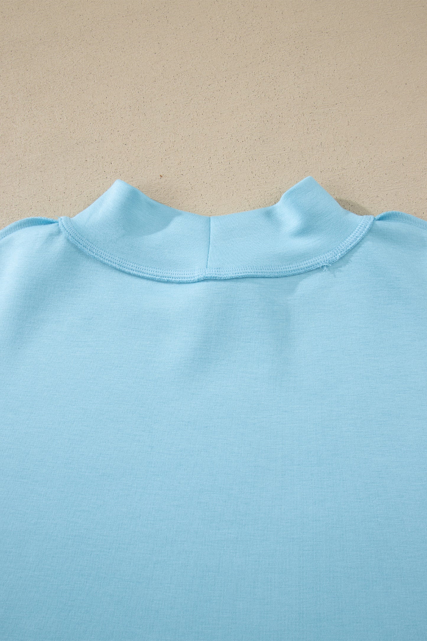 Light Pink Solid Color Exposed Seam Mock Neck Oversize Tee Casual Shorts 2pcs Outfit-Two Piece Sets/Short Sets-[Adult]-[Female]-2022 Online Blue Zone Planet
