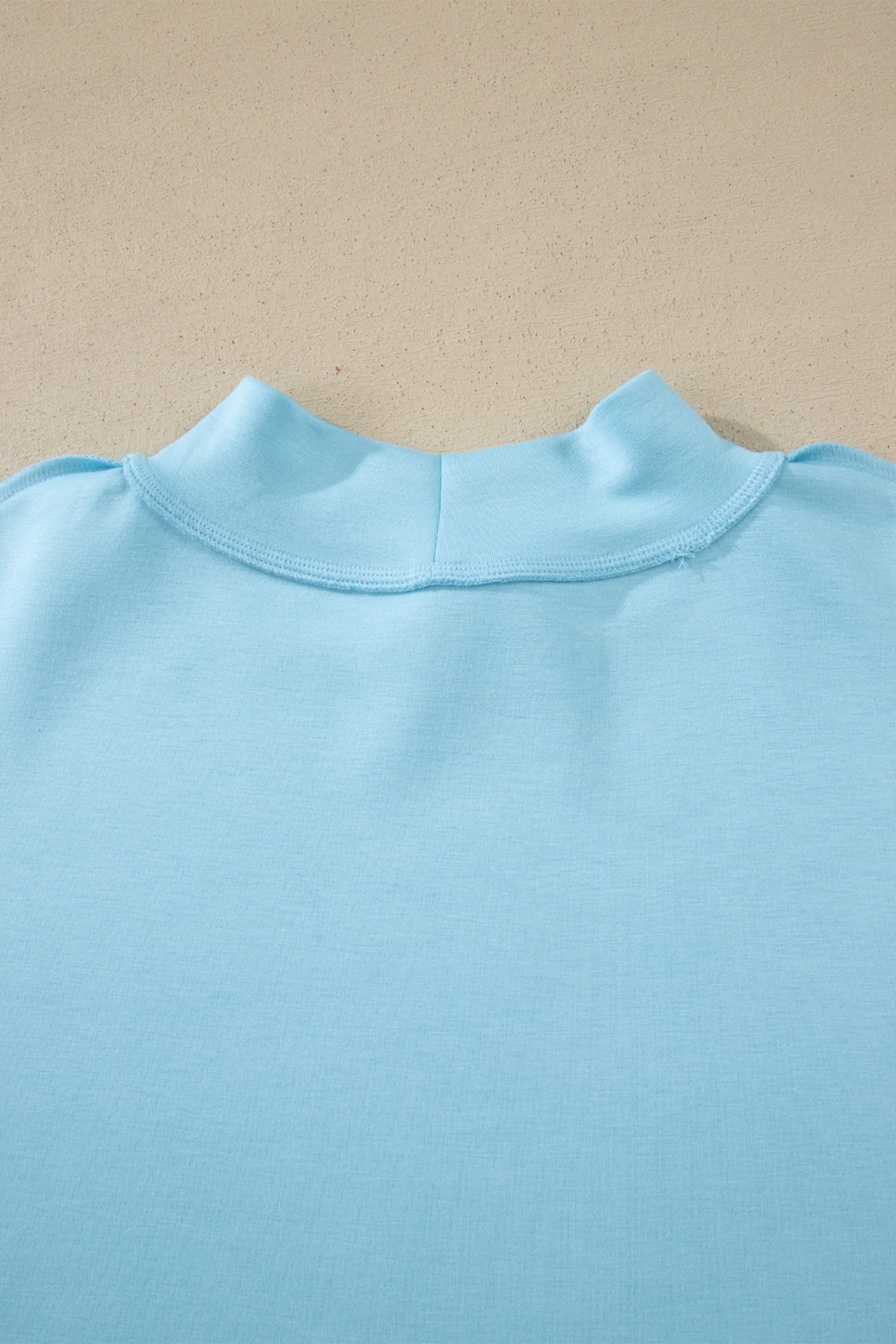 Light Pink Solid Color Exposed Seam Mock Neck Oversize Tee Casual Shorts 2pcs Outfit-Two Piece Sets/Short Sets-[Adult]-[Female]-2022 Online Blue Zone Planet