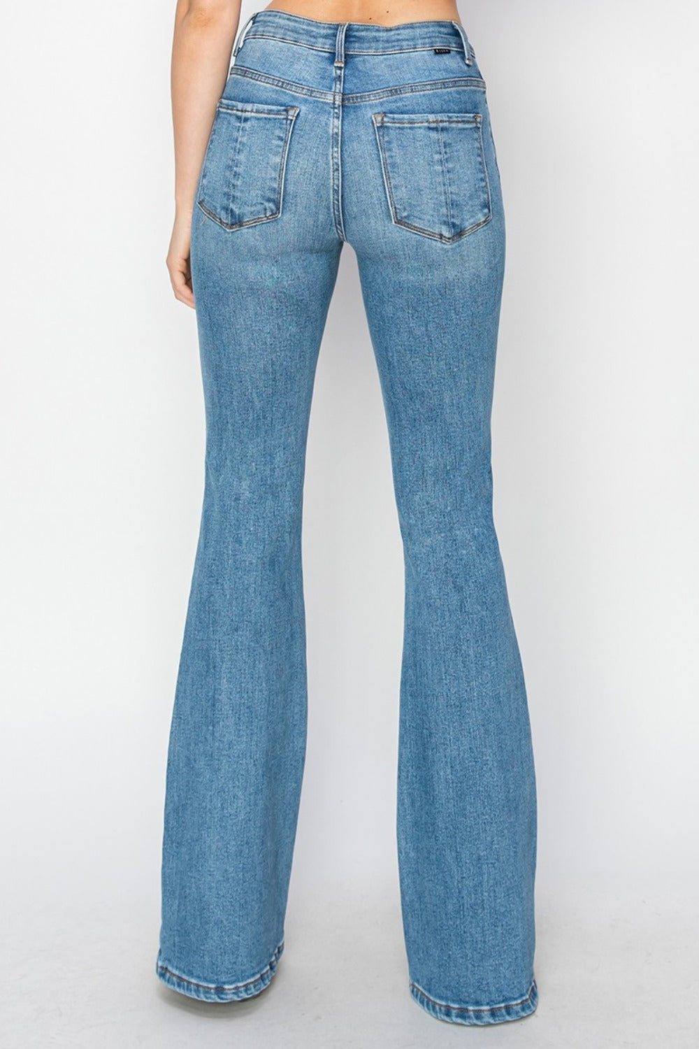 Blue Zone Planet | RISEN Mid Rise Flare Jeans with Pockets-BOTTOM SIZES SMALL MEDIUM LARGE-[Adult]-[Female]-2022 Online Blue Zone Planet