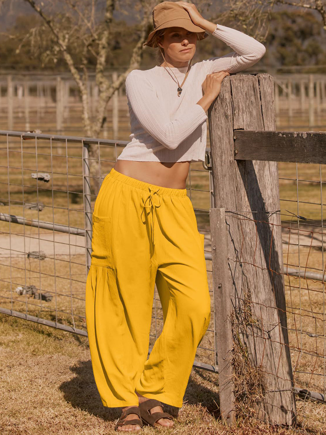 Full Size Wide Leg Pants with Pockets-BOTTOMS SIZES SMALL MEDIUM LARGE-[Adult]-[Female]-2022 Online Blue Zone Planet