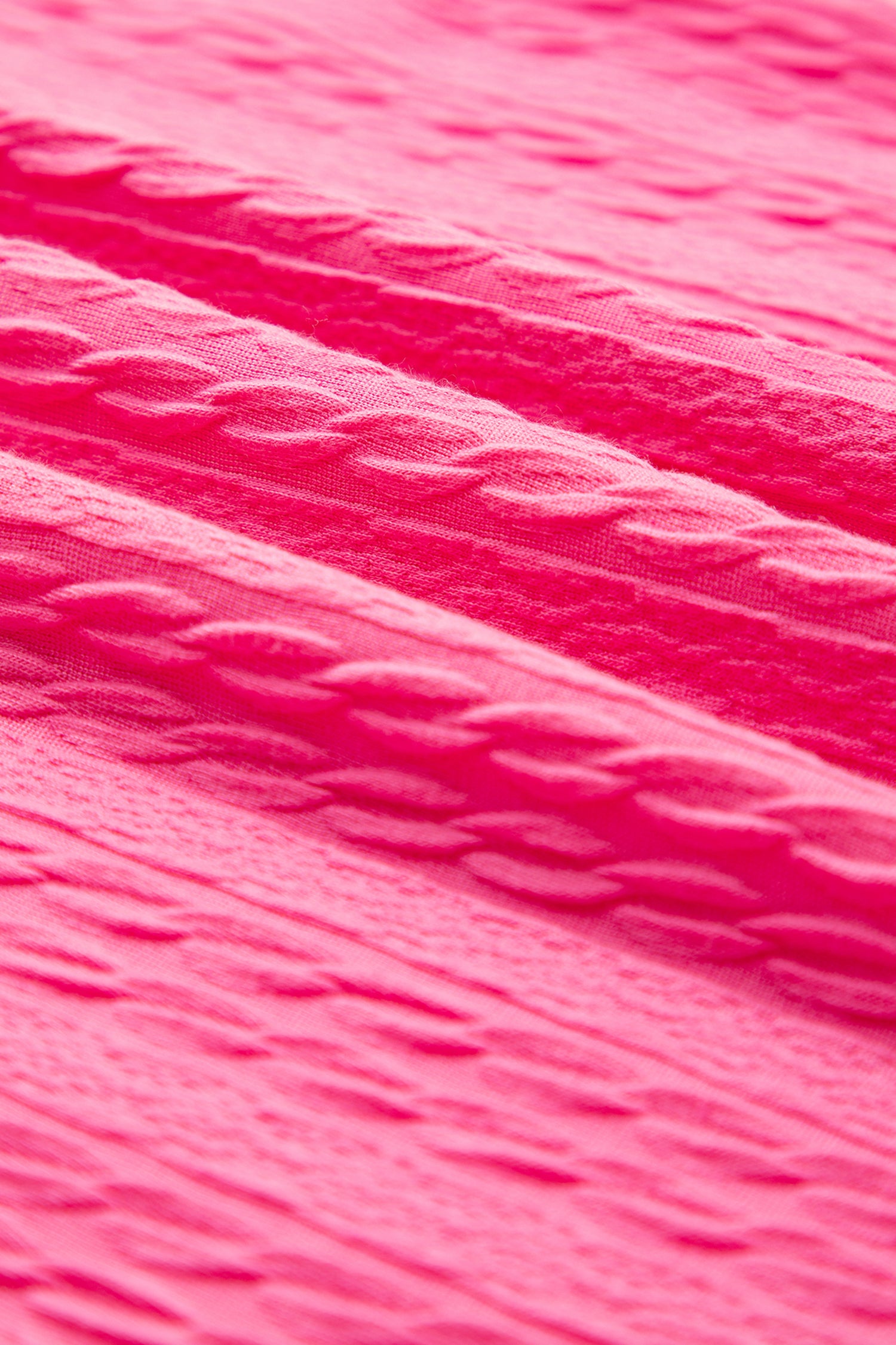 Bright Pink Textured Color Block Trim Loose Tee Drawstring Shorts 2pcs Set-Two Piece Sets/Short Sets-[Adult]-[Female]-2022 Online Blue Zone Planet