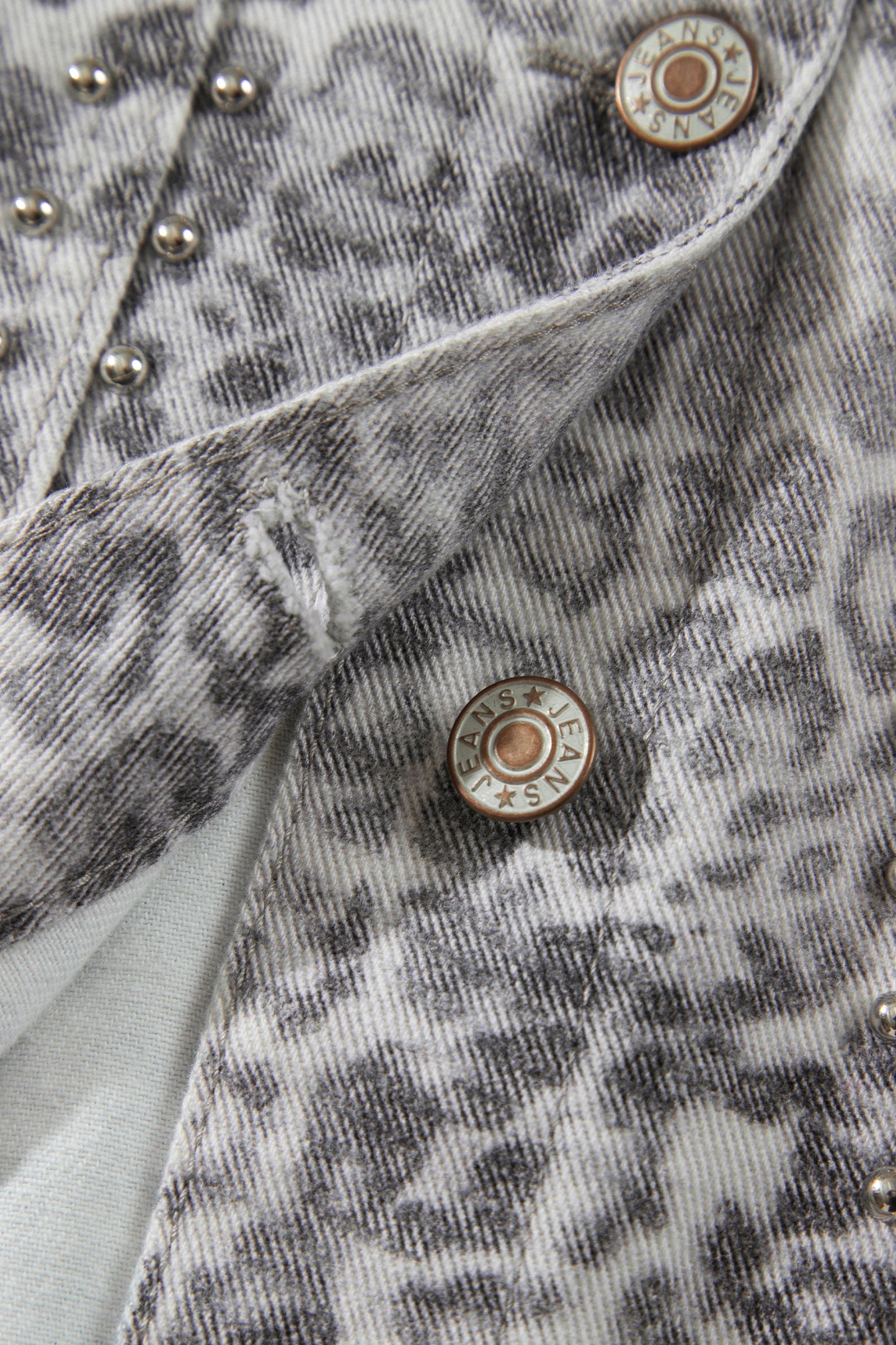 Khaki Leopard Print Studded Collar Studded Patch Pocket Denim Jacket-Outerwear/Denim jackets-[Adult]-[Female]-2022 Online Blue Zone Planet