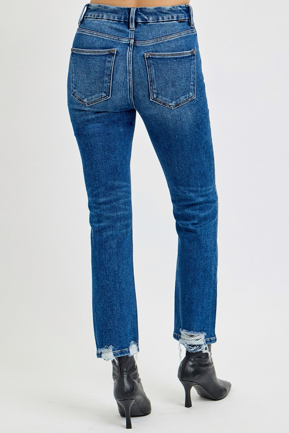 RISEN Full Size High Rise Distressed Crop Straight Jeans-BOTTOMS SIZES SMALL MEDIUM LARGE-[Adult]-[Female]-2022 Online Blue Zone Planet