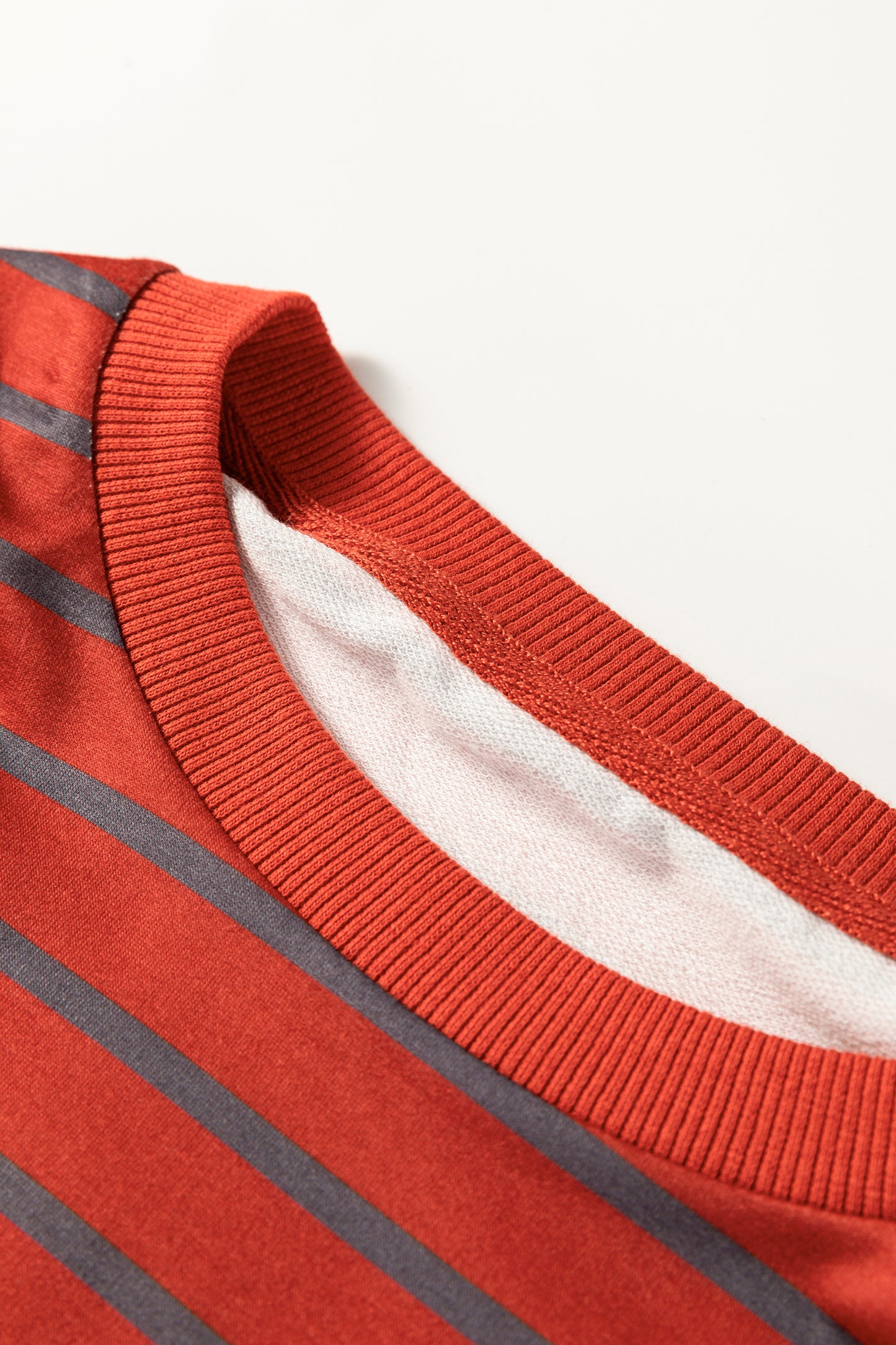 Orange Stripe Contrast Sleeve Patchwork Drop Shoulder Long Sleeve Sweatshirt-Tops/Sweatshirts & Hoodies-[Adult]-[Female]-2022 Online Blue Zone Planet