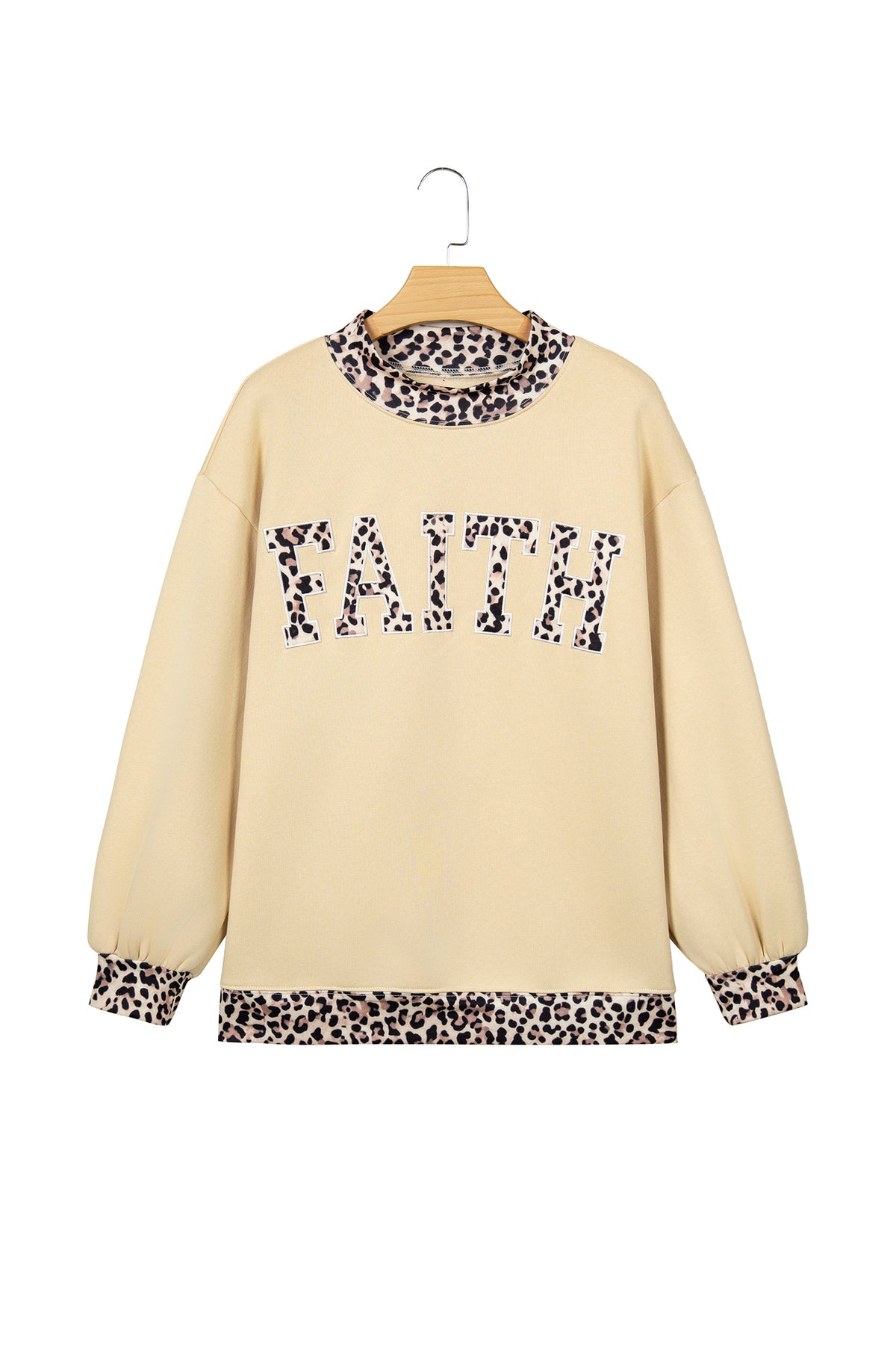 Coffee Polka Dot Trim High Neck BLESSED Letter Graphic Baggy Sweatshirt-Tops/Sweatshirts & Hoodies-[Adult]-[Female]-2022 Online Blue Zone Planet