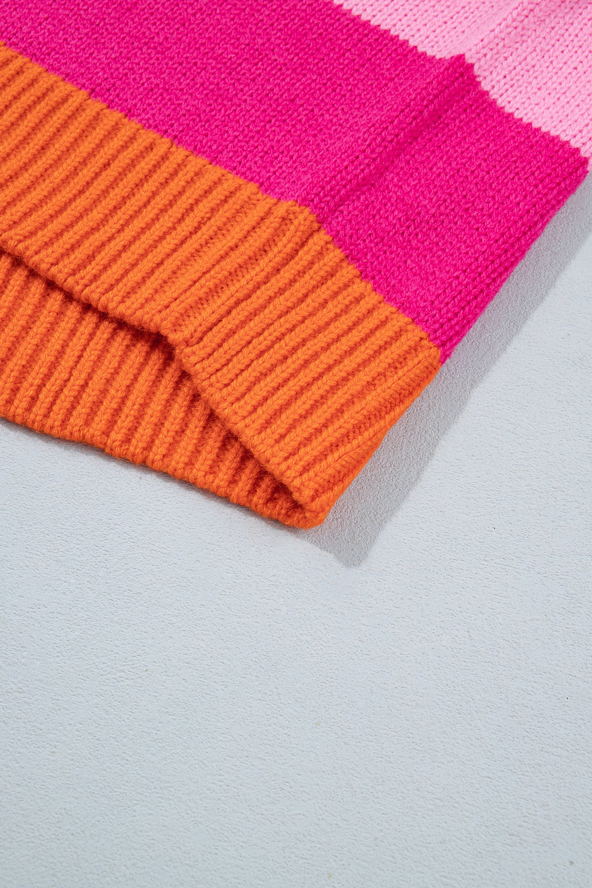 Rose Stripe Casual Colorblock Knit Drop Shoulder Relaxed Sweater-TOPS / DRESSES-[Adult]-[Female]-2022 Online Blue Zone Planet