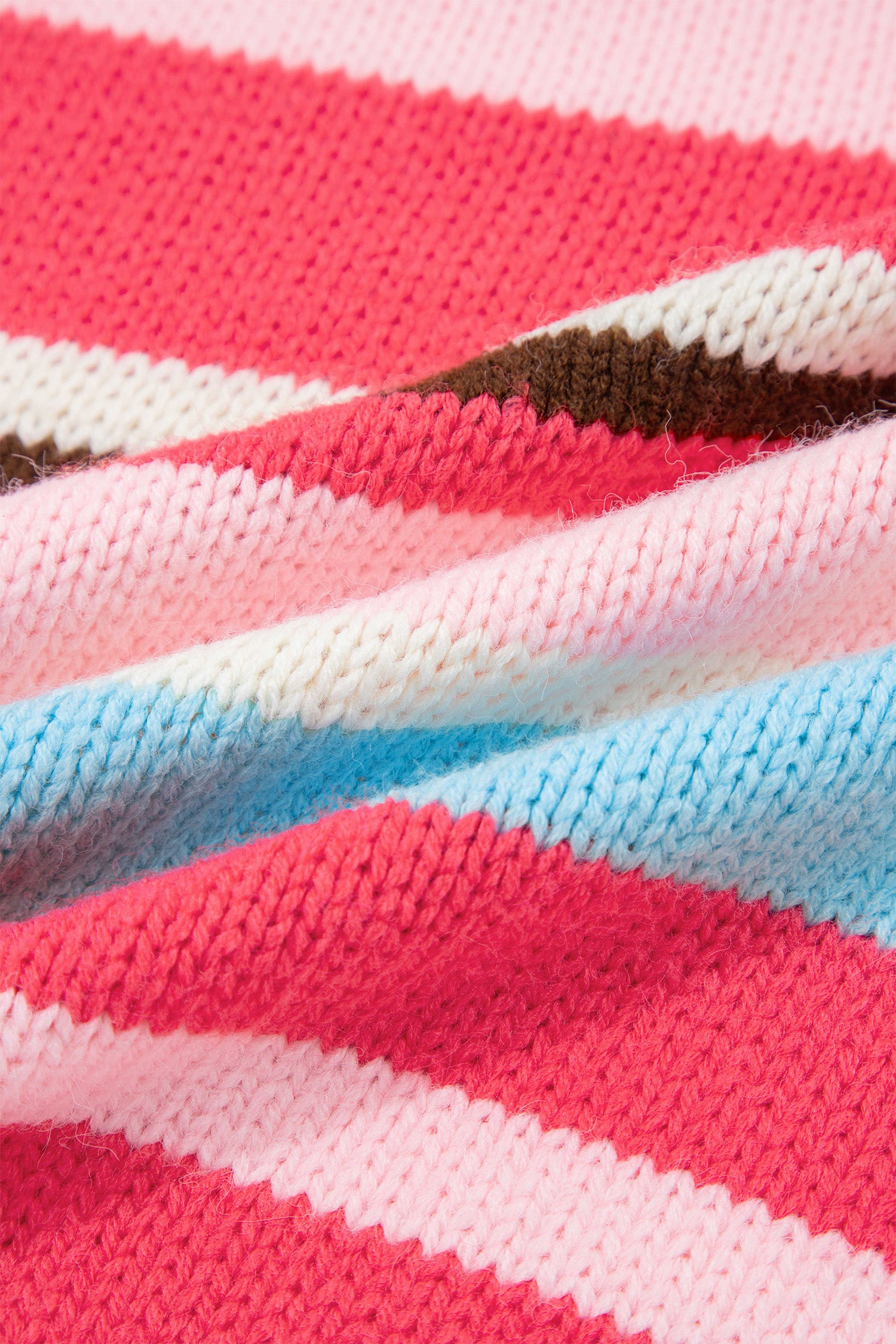 Pink Stripe Striped Colorblock Drop Shoulder Cardigan-Sweaters & Cardigans/Cardigans-[Adult]-[Female]-2022 Online Blue Zone Planet