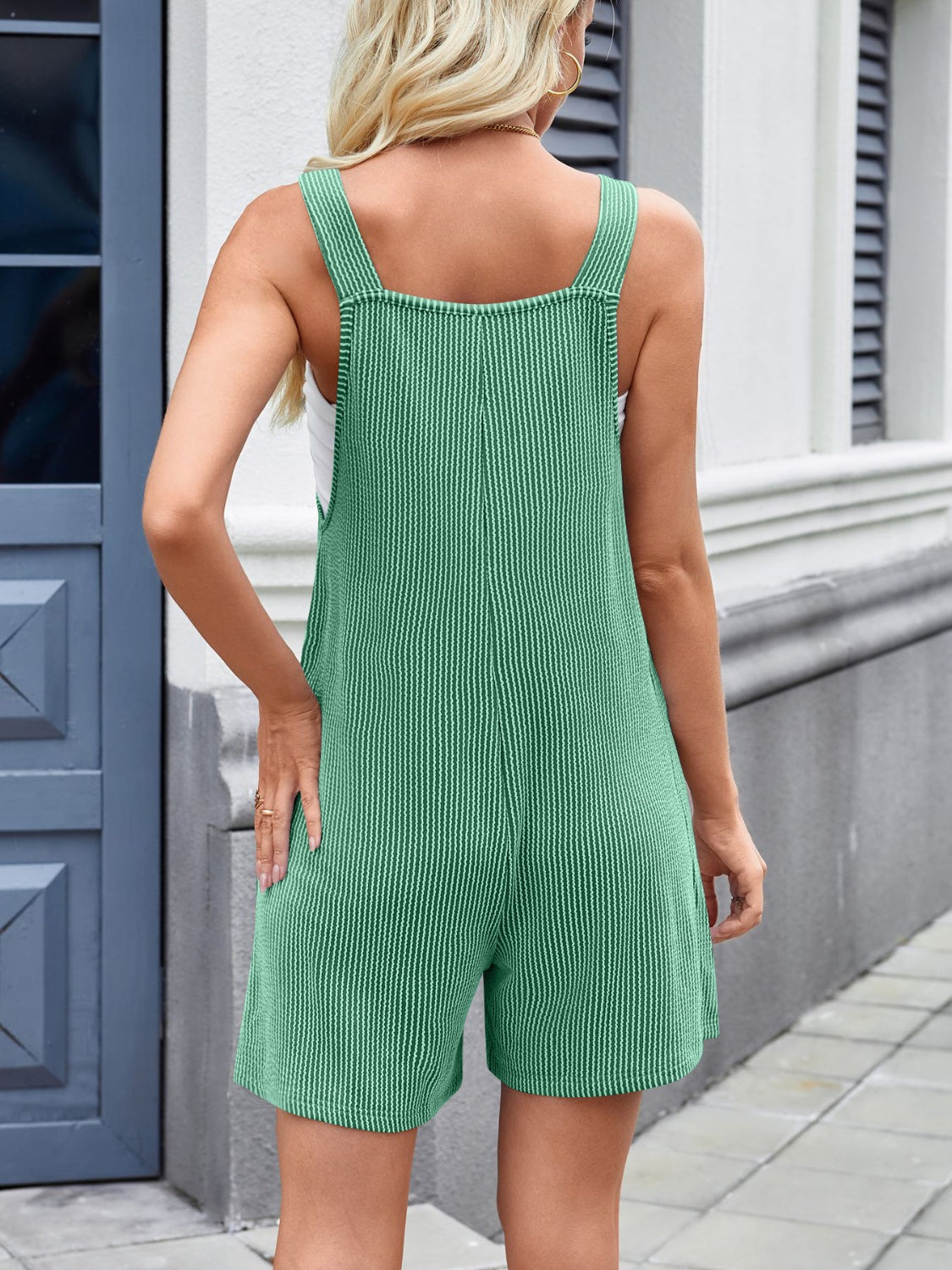 Lovelet Knotted Wide Strap Scoop Neck Overalls-TOPS / DRESSES-[Adult]-[Female]-Green-S-2022 Online Blue Zone Planet