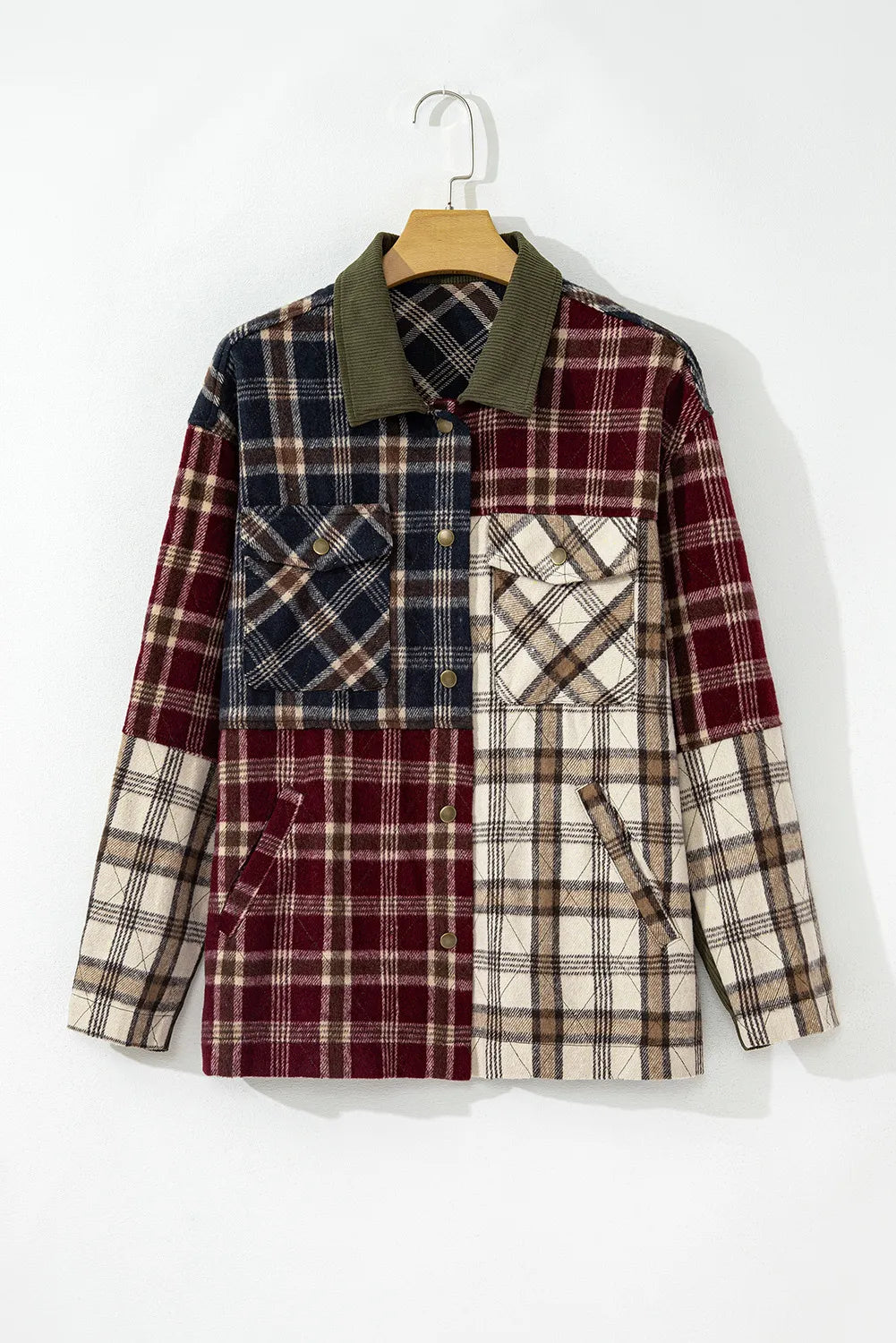 Blue Zone Planet | Plaid Button Up Long Sleeve Jacket-TOPS / DRESSES-[Adult]-[Female]-2022 Online Blue Zone Planet