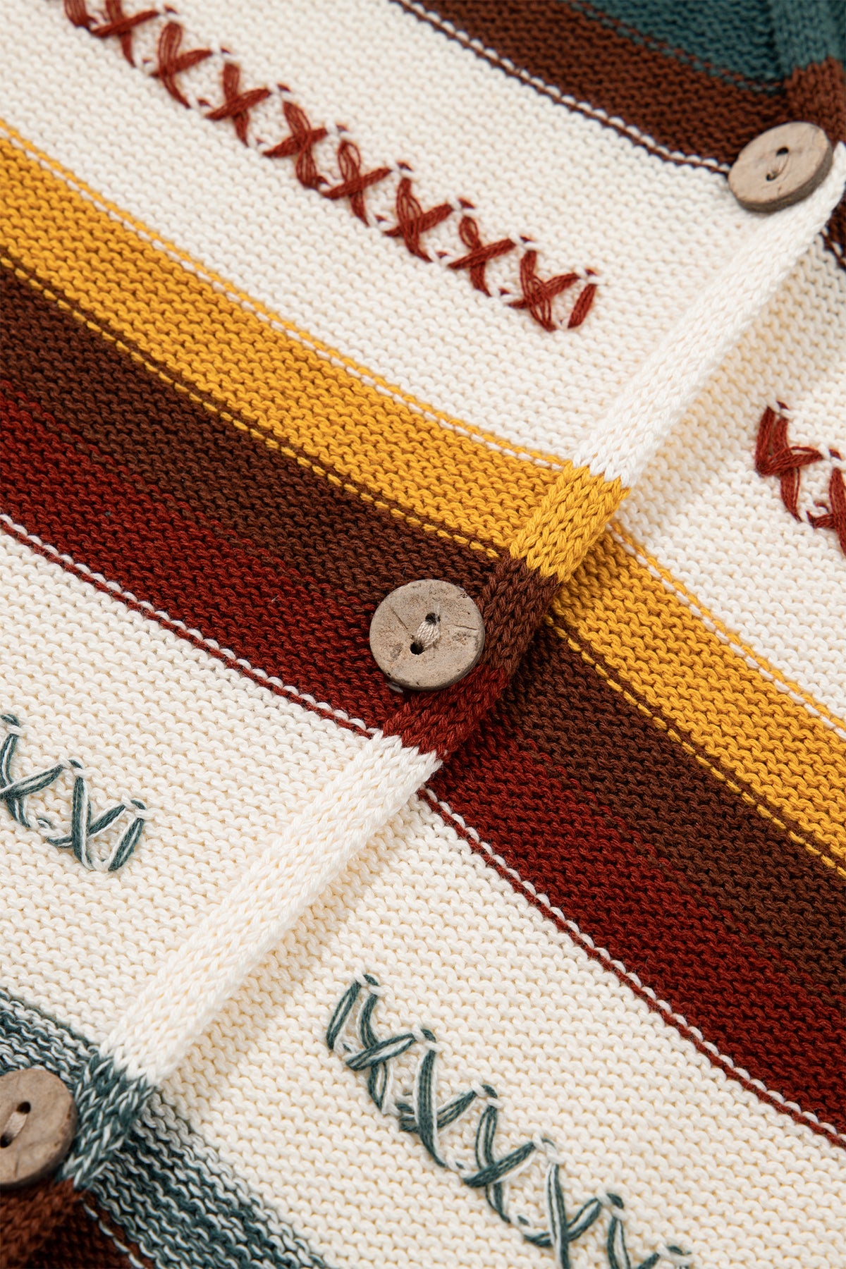 Multicolour Striped Button Front Sleeveless Knit Regular Fit Sweater Vest-Sweaters & Cardigans/Sweater Vests-[Adult]-[Female]-2022 Online Blue Zone Planet