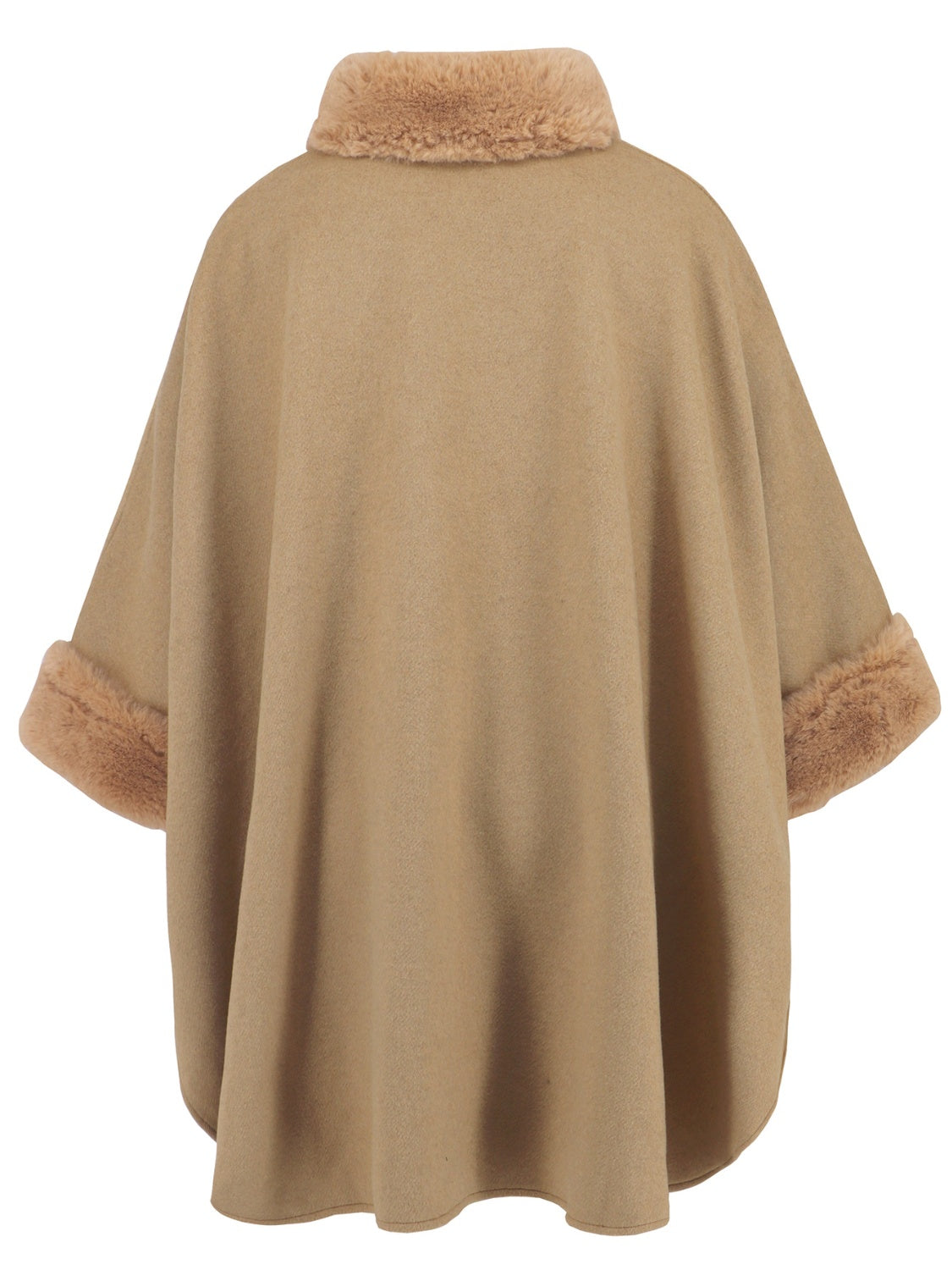 Fuzzy Trim Long Sleeve Poncho-TOPS / DRESSES-[Adult]-[Female]-2022 Online Blue Zone Planet