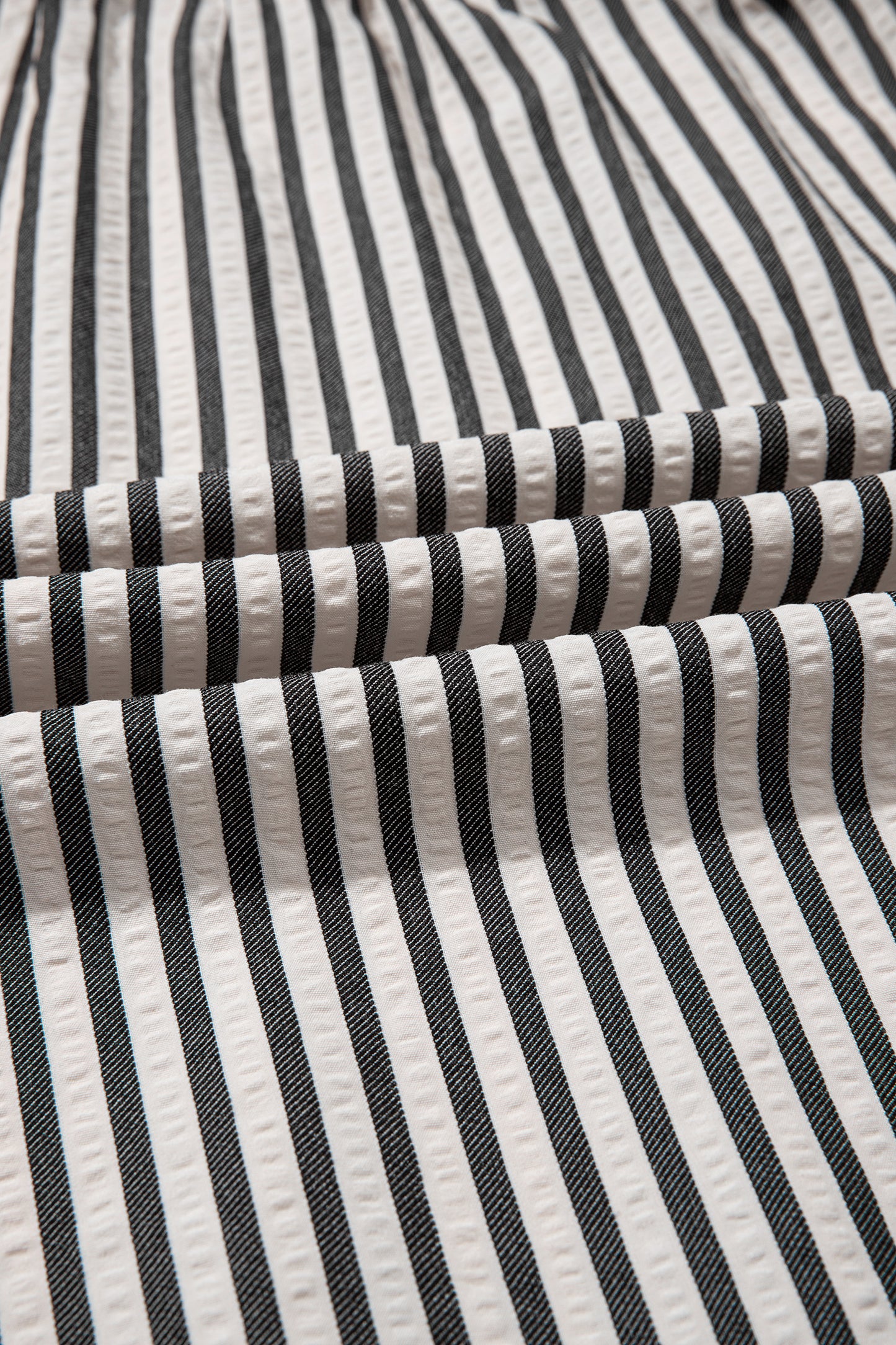 Black Stripe Scallop Trim Shirt Collar Half Button 3/4 Sleeve Long Dress-TOPS / DRESSES-[Adult]-[Female]-2022 Online Blue Zone Planet