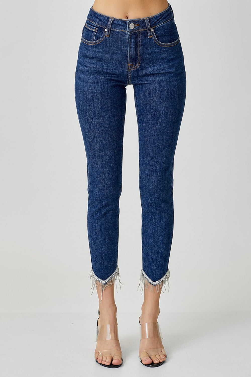 RISEN Full Size Embellished Mid Rise Crop Skinny Jeans-BOTTOMS SIZES SMALL MEDIUM LARGE-[Adult]-[Female]-2022 Online Blue Zone Planet