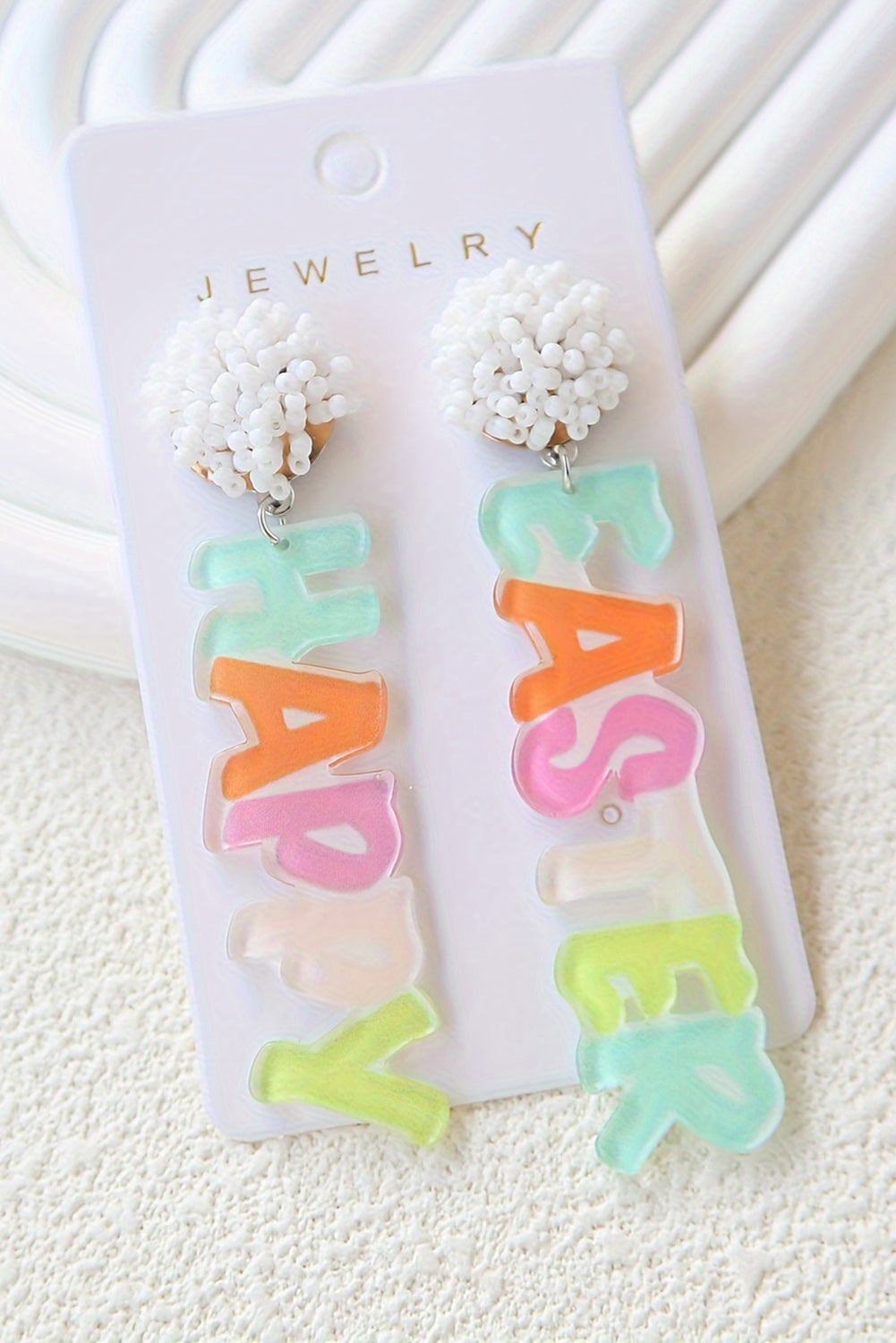 Pink Colorful HAPPY EASTER Drop Earrings-Accessories/Jewelry-[Adult]-[Female]-Pink-ONE SIZE-2022 Online Blue Zone Planet