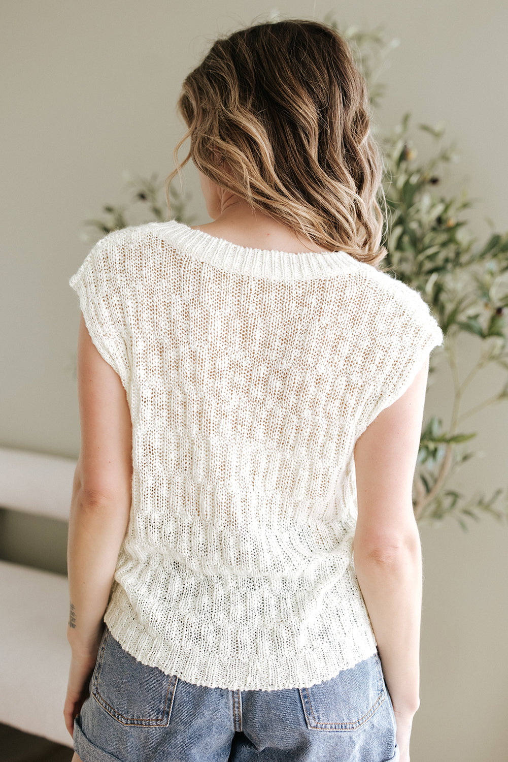 Beige Notched V Neck Short Sleeve Sweater-TOPS / DRESSES-[Adult]-[Female]-2022 Online Blue Zone Planet