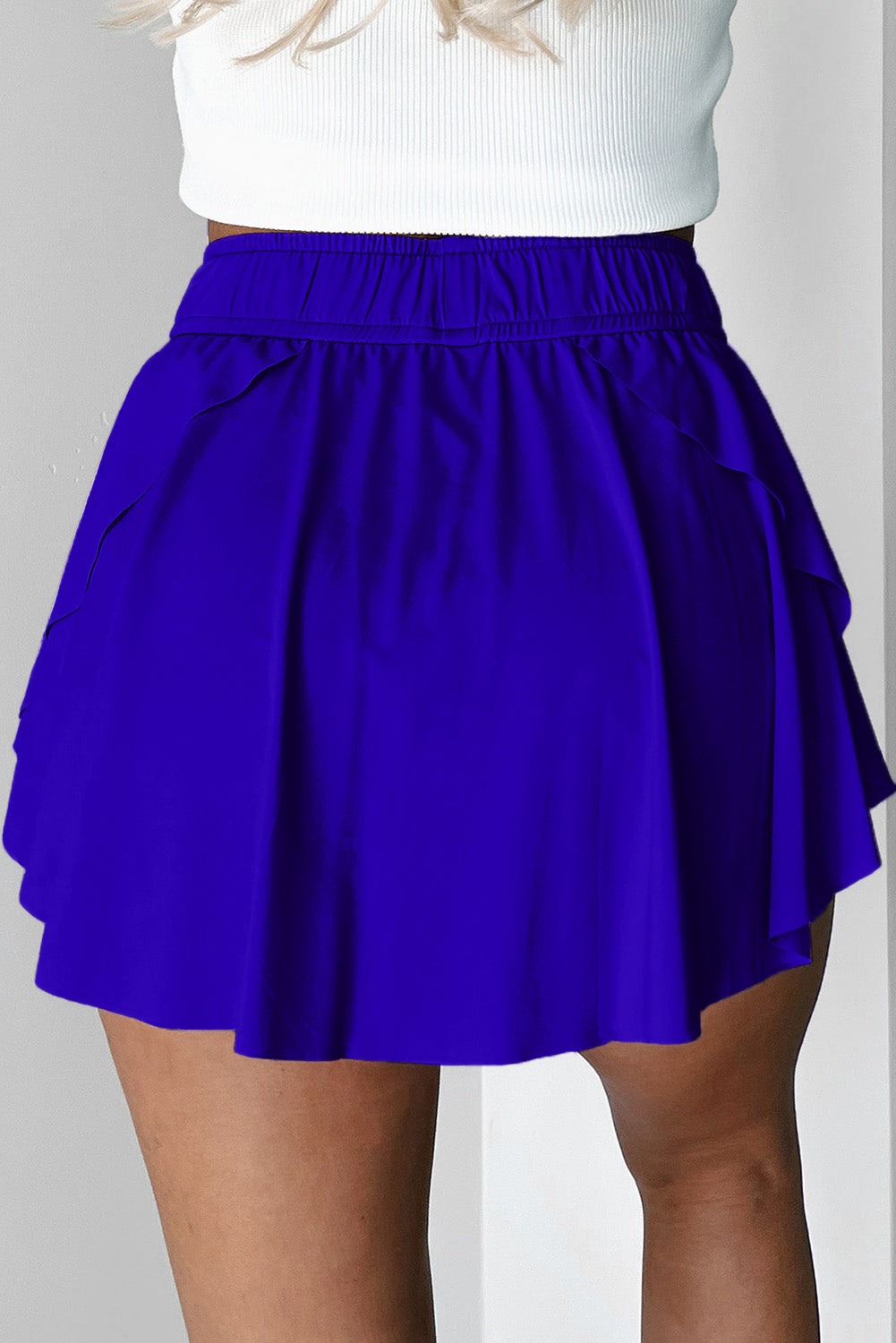 Dark Blue Drawstring High Waist Lined Tennis Skorts-Bottoms/Skirts & Petticoat-[Adult]-[Female]-2022 Online Blue Zone Planet