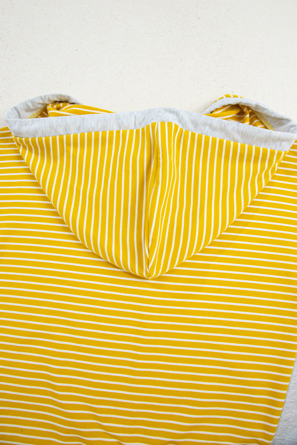 Yellow Stripe Color Block Drawstring V Neck Loose Fit Hooded Top-Tops/Sweatshirts & Hoodies-[Adult]-[Female]-2022 Online Blue Zone Planet