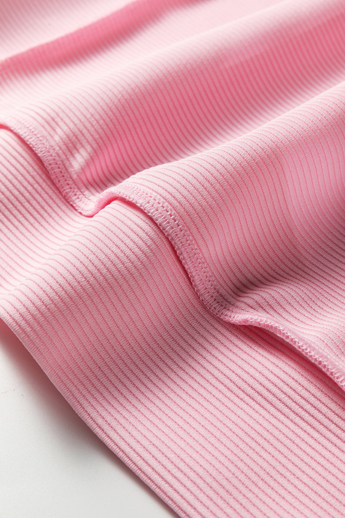 Pink Horizontal Ribbed Exposed Seam Detail Long Sleeve Top-Tops/Long Sleeve Tops-[Adult]-[Female]-2022 Online Blue Zone Planet