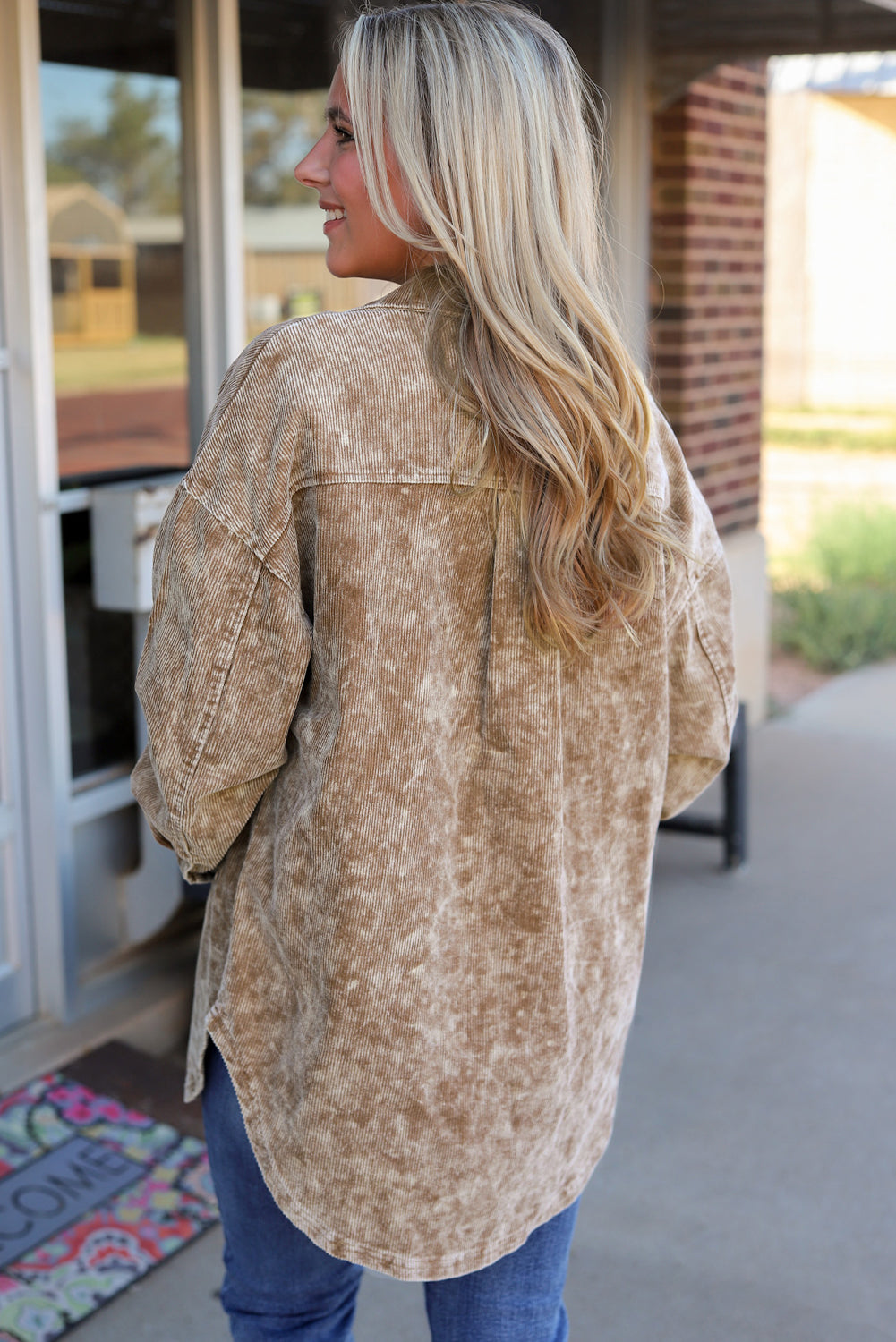 Khaki Vintage Distressed Mineral Wash Oversized Shacket-Sale (50% OFF)/30% OFF-[Adult]-[Female]-2022 Online Blue Zone Planet