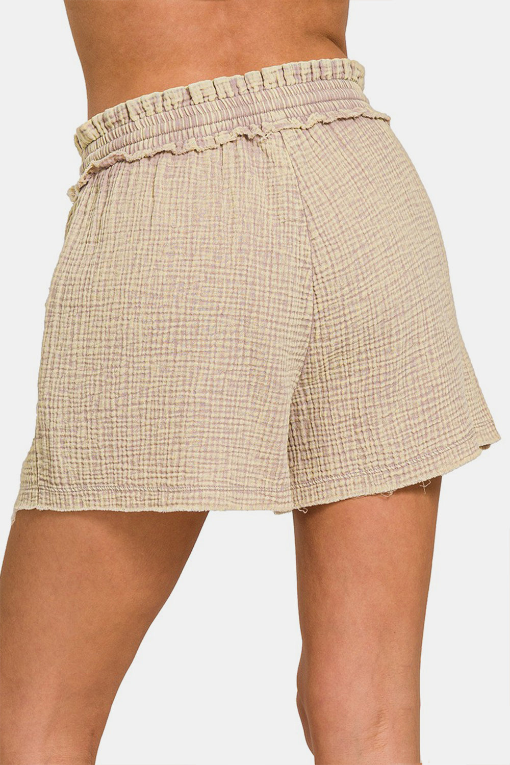 Blue Zone Planet | Zenana Washed Frayed Hem Drawstring Shorts-TOPS / DRESSES-[Adult]-[Female]-2022 Online Blue Zone Planet