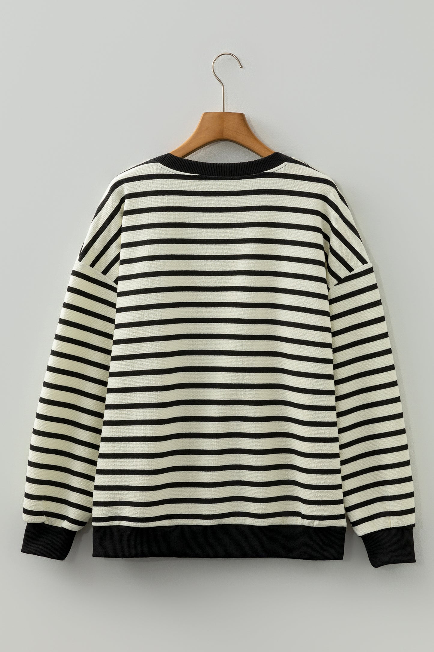 White Stripe Contrast MERRY Letter Christmas Print Drop Shoulder Sweatshirt-Tops/Sweatshirts & Hoodies-[Adult]-[Female]-2022 Online Blue Zone Planet