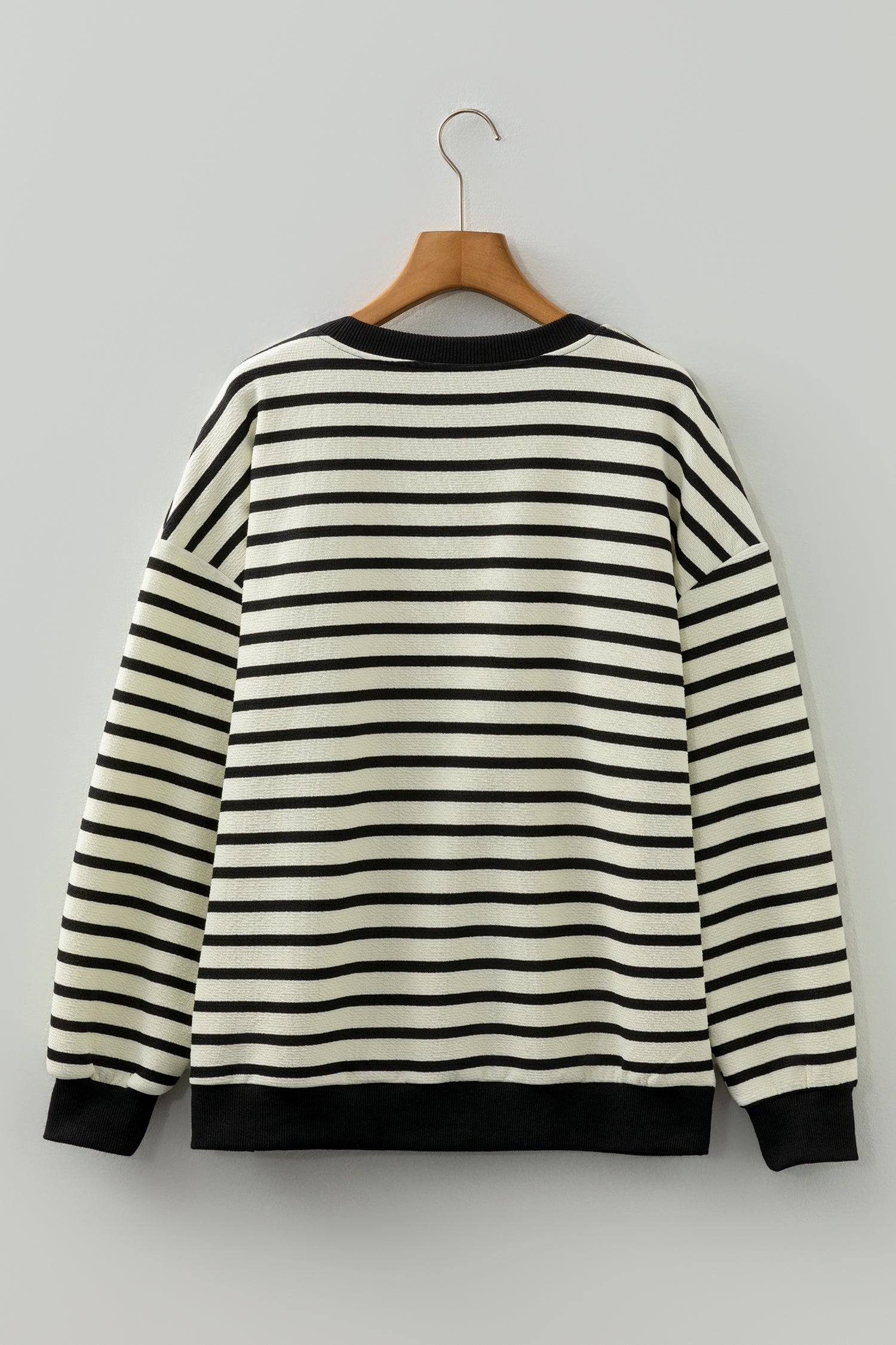 White Stripe Contrast MERRY Letter Christmas Print Drop Shoulder Sweatshirt-Tops/Sweatshirts & Hoodies-[Adult]-[Female]-2022 Online Blue Zone Planet