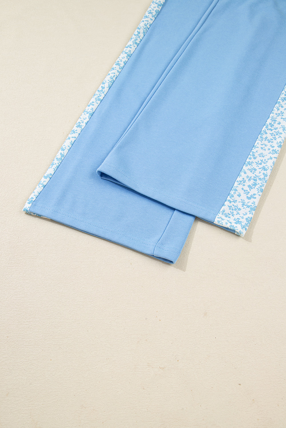 Beau Blue Floral Patchwork Drop Shoulder Pullover and Sweatpants Lounge Set-Loungewear & Sleepwear/Loungewear-[Adult]-[Female]-2022 Online Blue Zone Planet