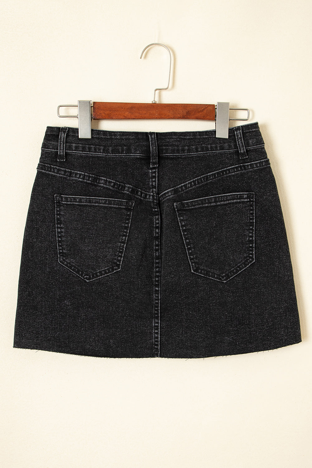 Carbon Grey Mineral Wash Ripped Raw Hem Denim Mini Skirt-Bottoms/Skirts & Petticoat-[Adult]-[Female]-2022 Online Blue Zone Planet