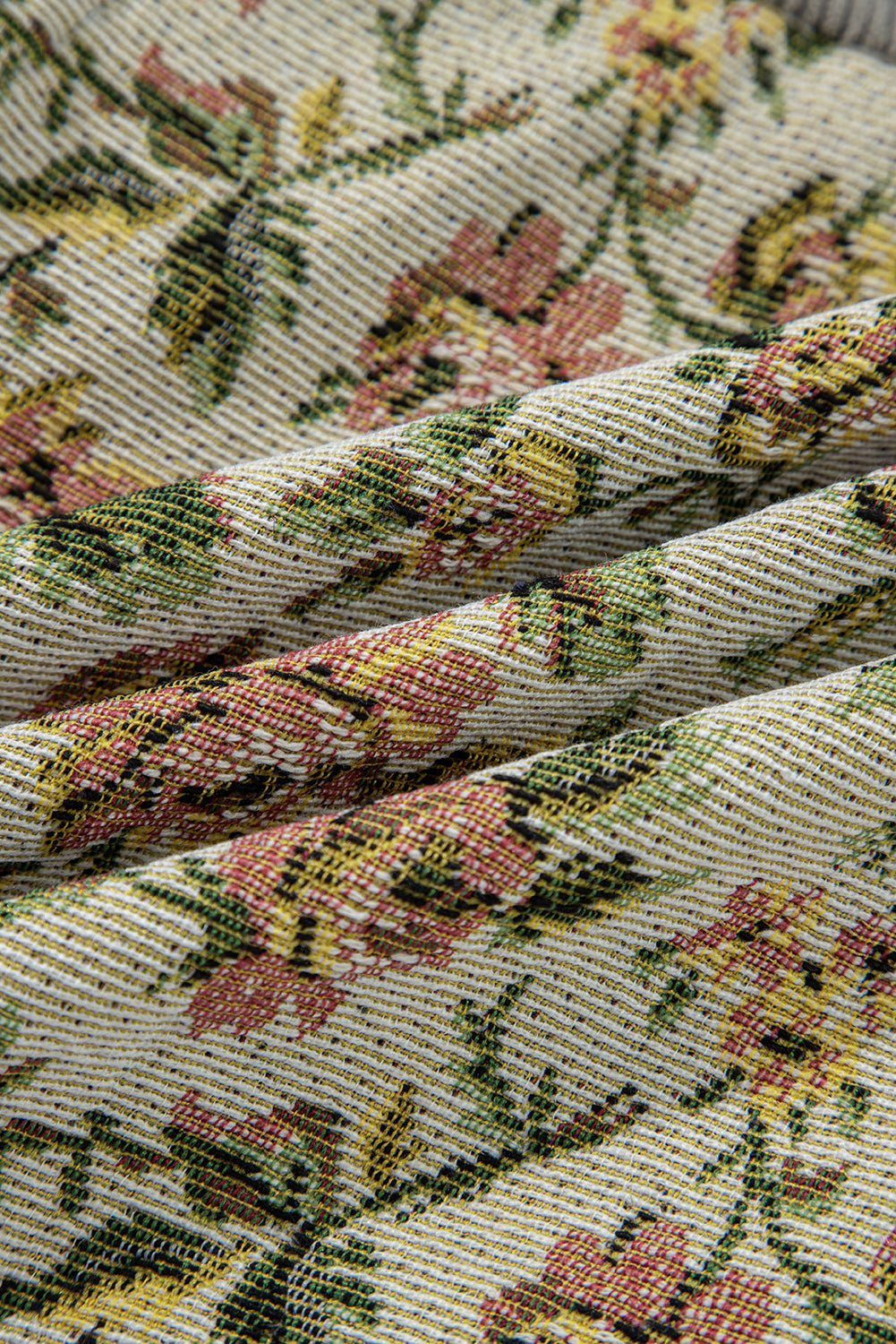 Medium Grey Ribbed Retro Floral Patchwork Shirt Style Jacket-Outerwear/Jackets-[Adult]-[Female]-2022 Online Blue Zone Planet