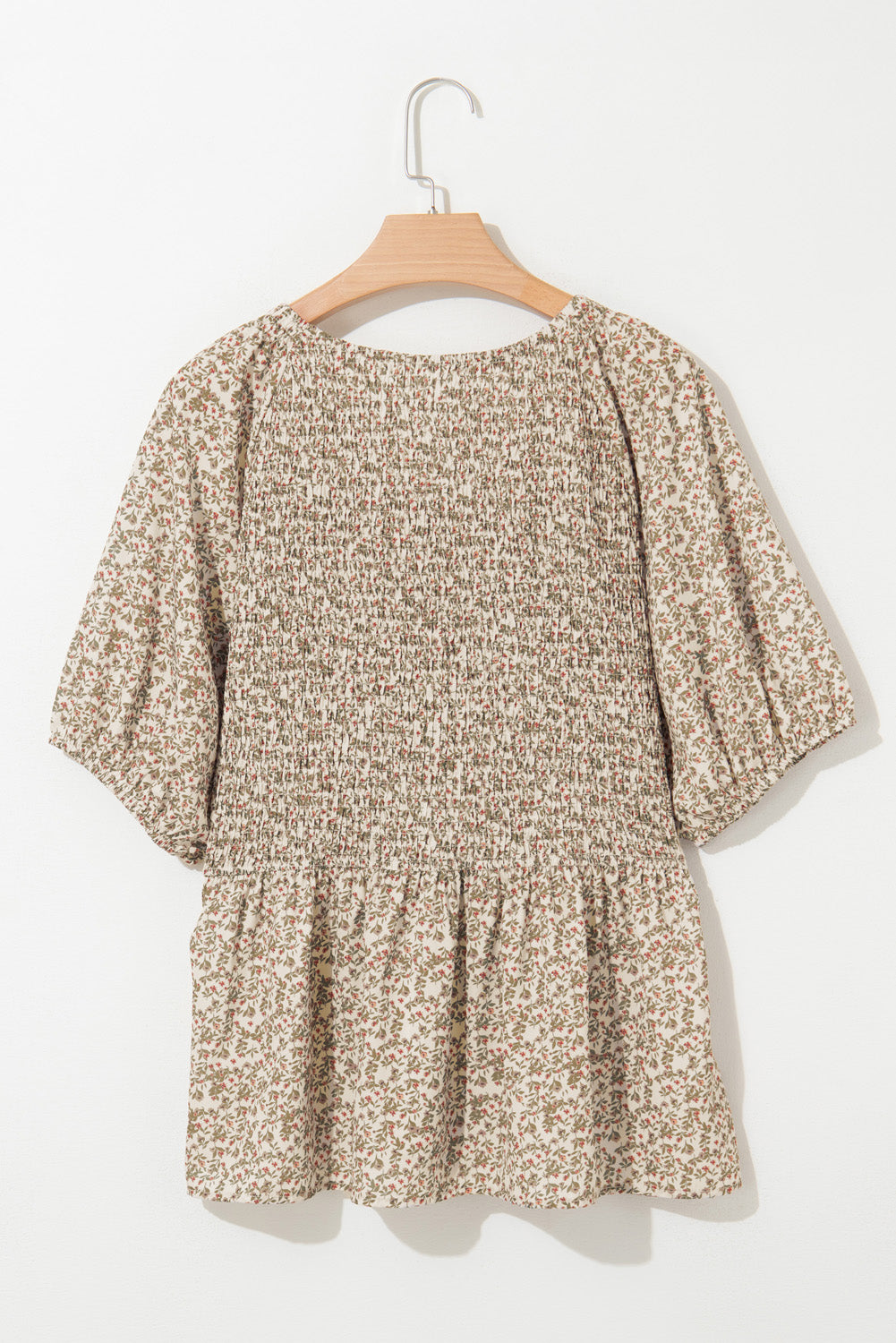 Floral Print Puff Sleeve Smocked Top-Tops/Tops & Tees-[Adult]-[Female]-2022 Online Blue Zone Planet