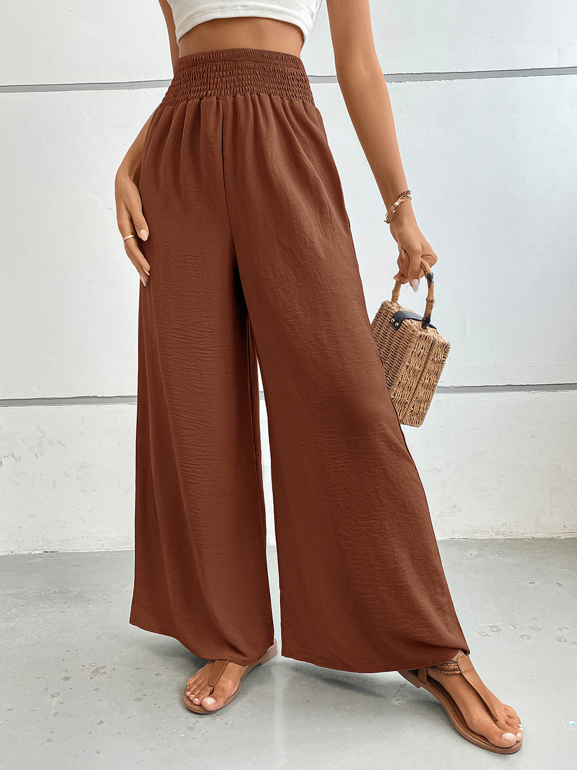 Blue Zone Planet | Perfee Wide Leg Pants with Pockets-BOTTOM SIZES SMALL MEDIUM LARGE-[Adult]-[Female]-2022 Online Blue Zone Planet